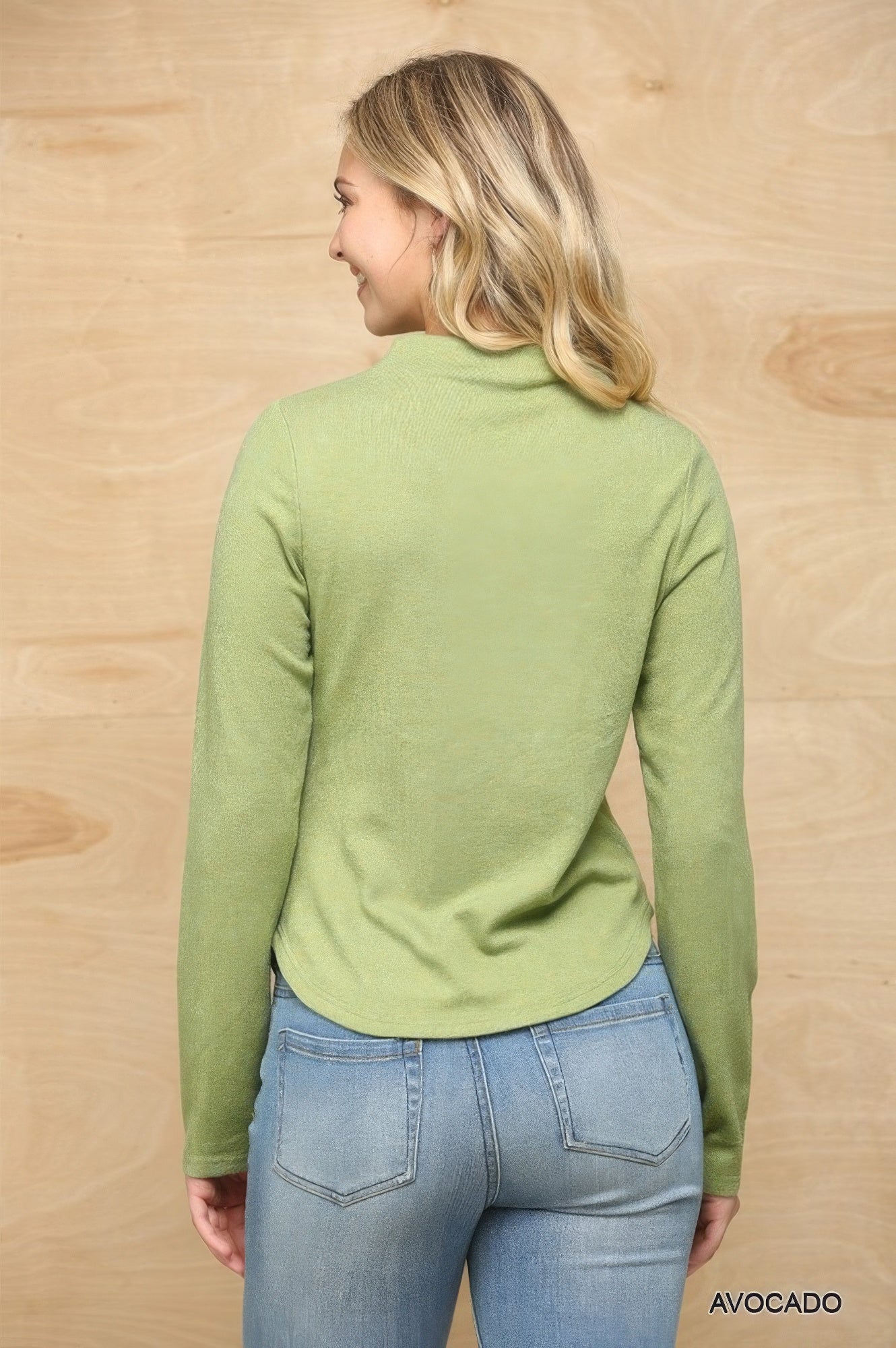 Womens Mock Neck Top with Side Ruched Cozy Soft Knit Shirt
