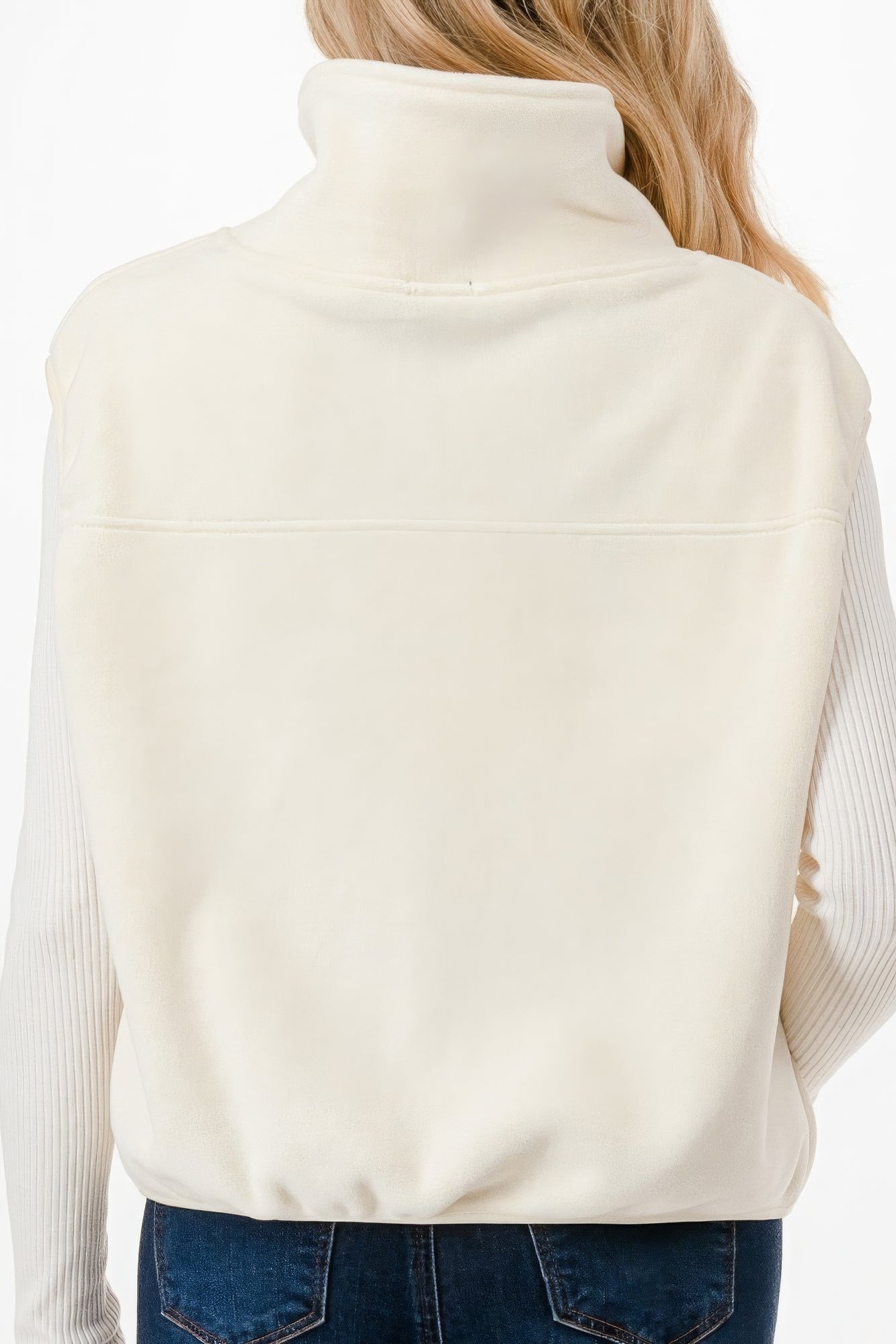 Woman's Fleece Vest High Collar Zip Pockets Bodywarmer Soft Lightweight Jacket