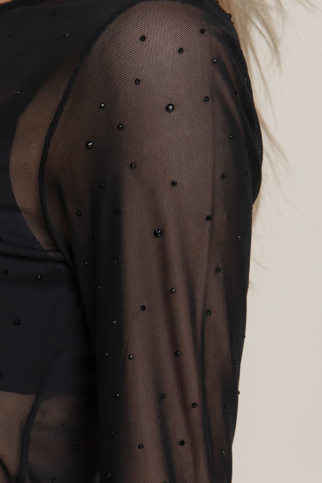 Womens Long Sleeve Round Neck Mesh Top Rhinestone Soft T-shirt