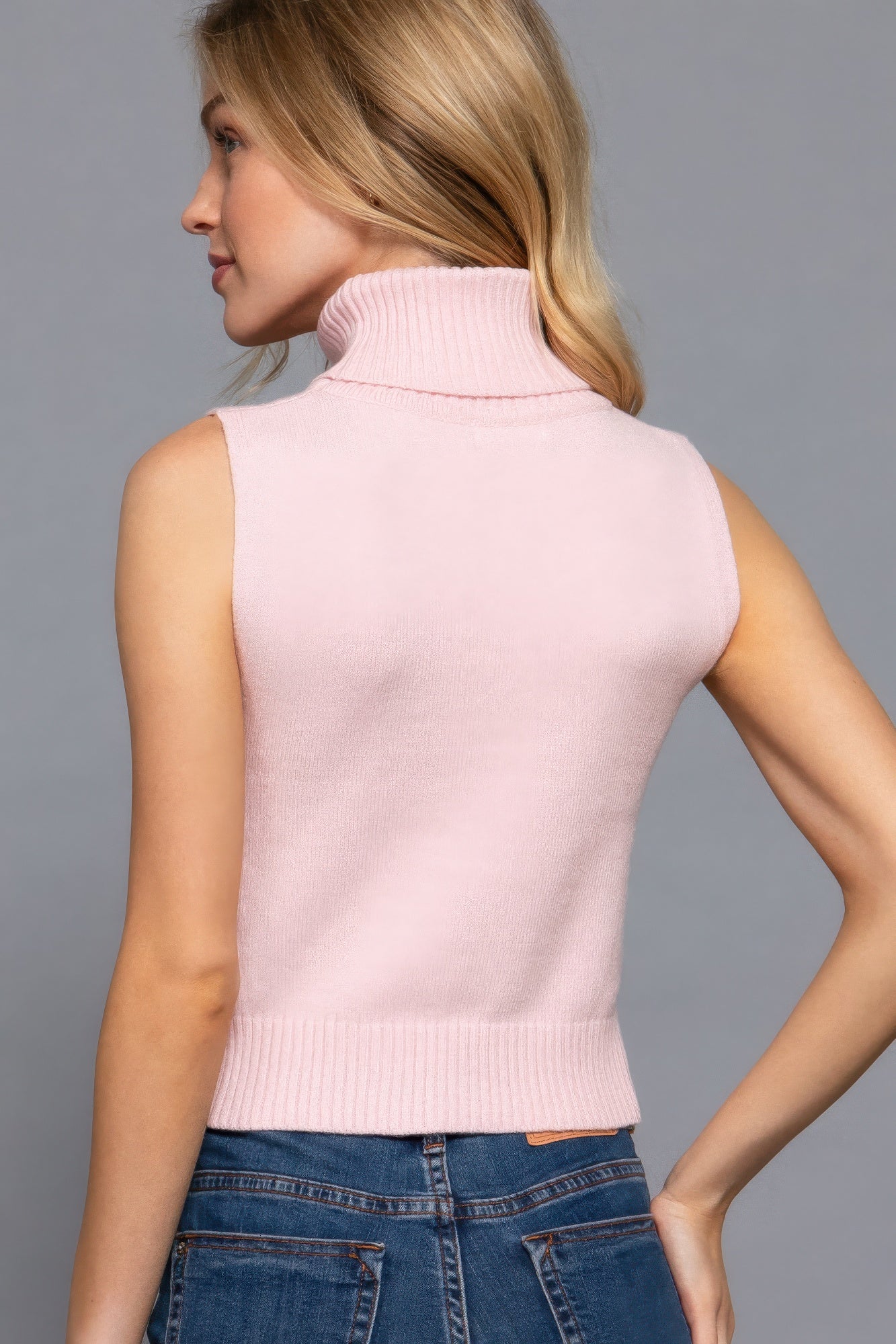 Womens Sleeveless Turtle Neck Sweater Soft Basic Vest Tank Top