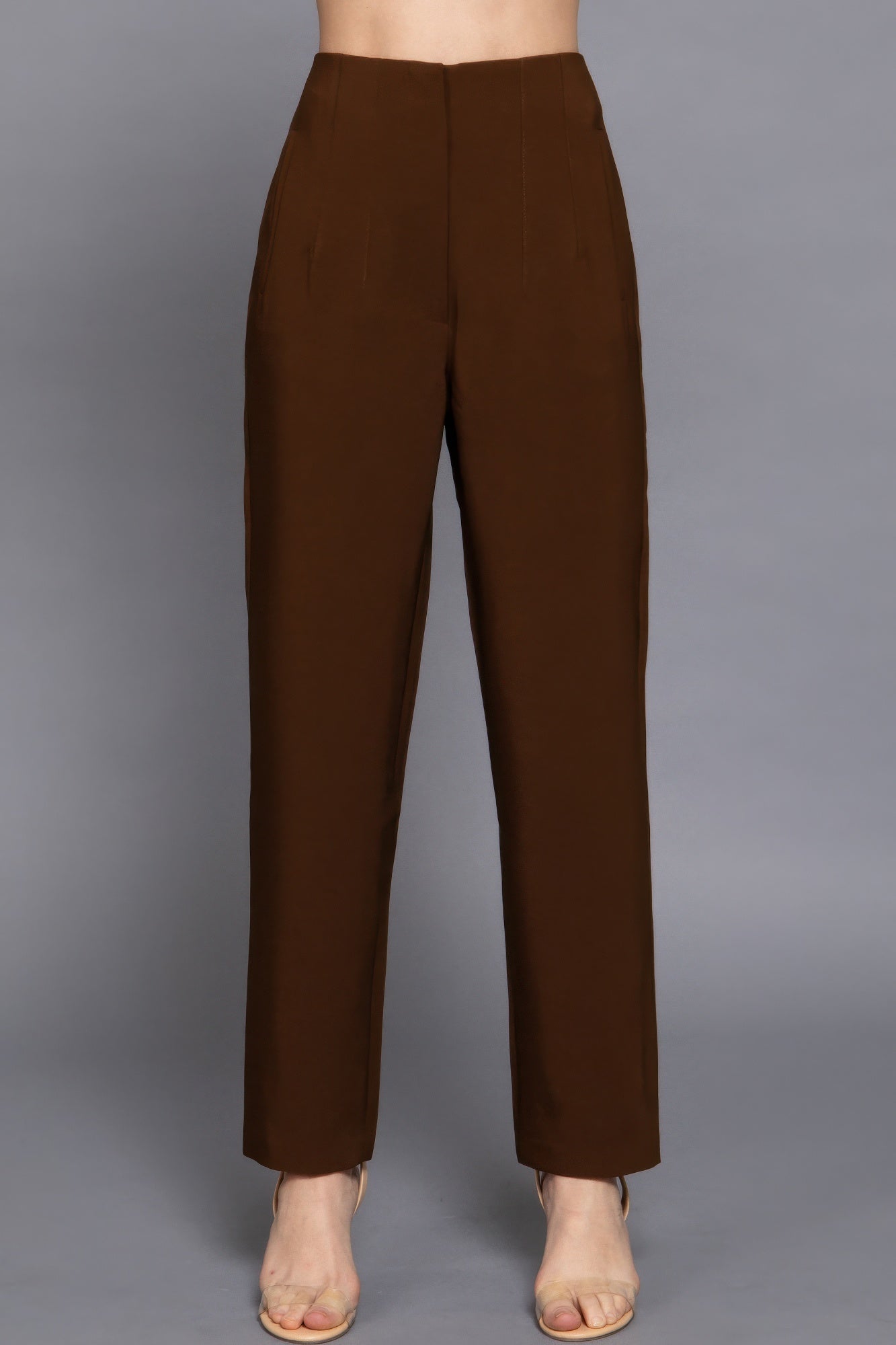 Womens Work Trousers High Waist Pintuck Office Formal Long Pants