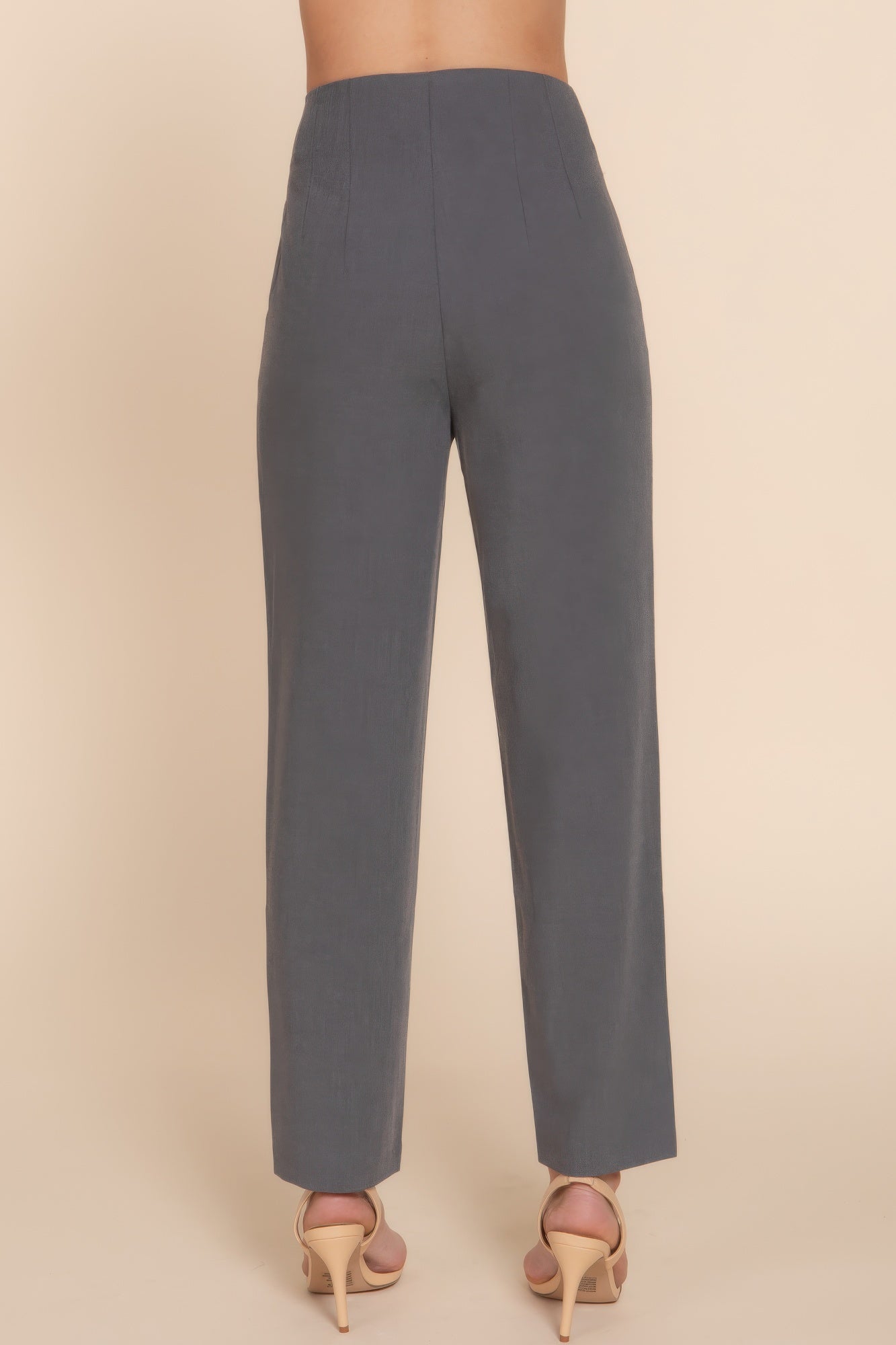 Womens Work Trousers High Waist Pintuck Office Formal Long Pants