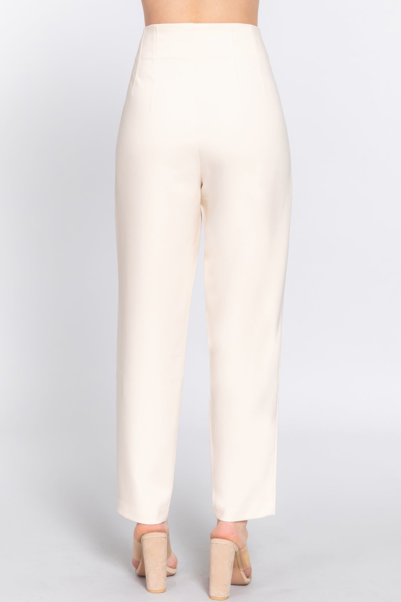 Womens Work Trousers High Waist Pintuck Office Formal Long Pants