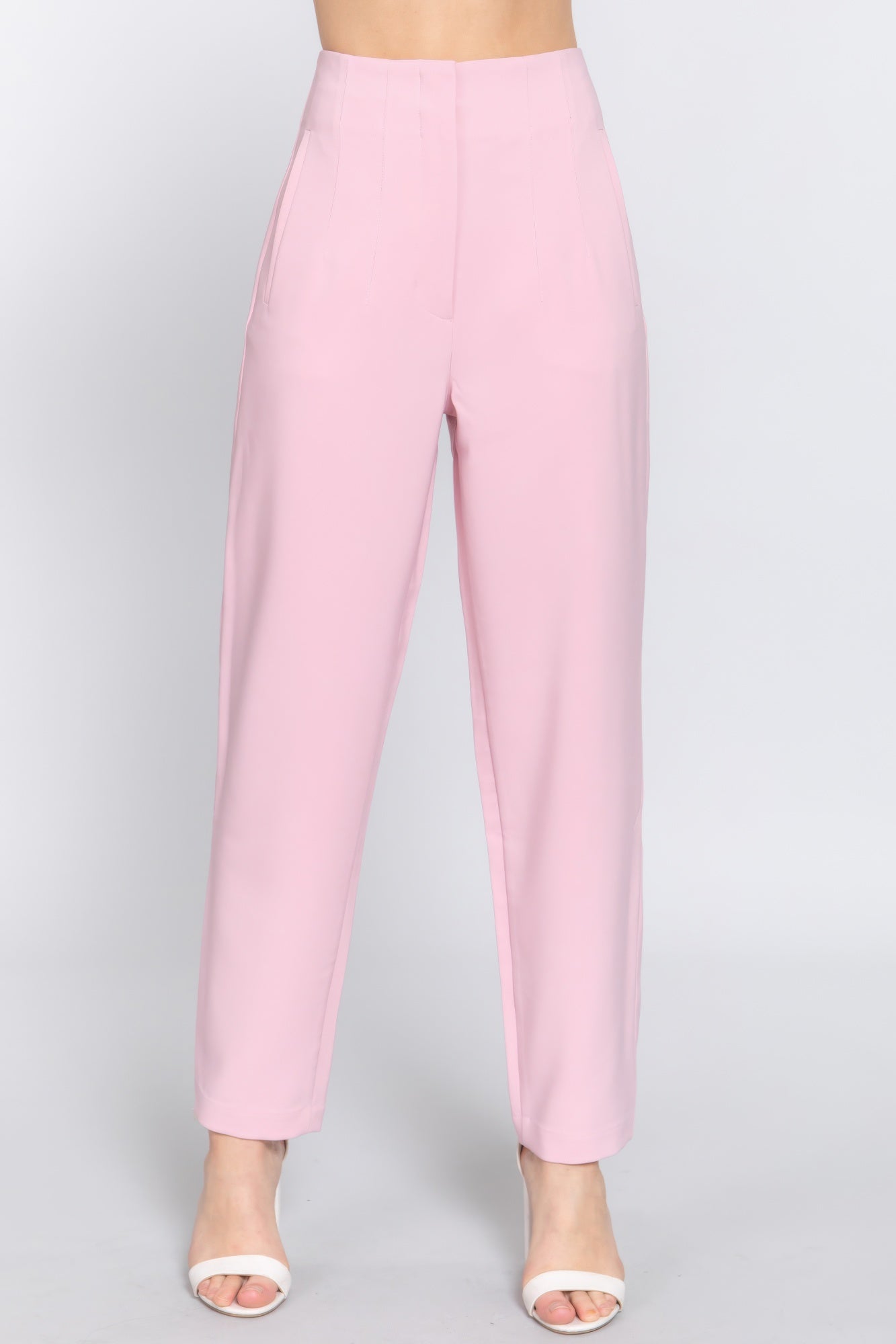 Womens Work Trousers High Waist Pintuck Office Formal Long Pants