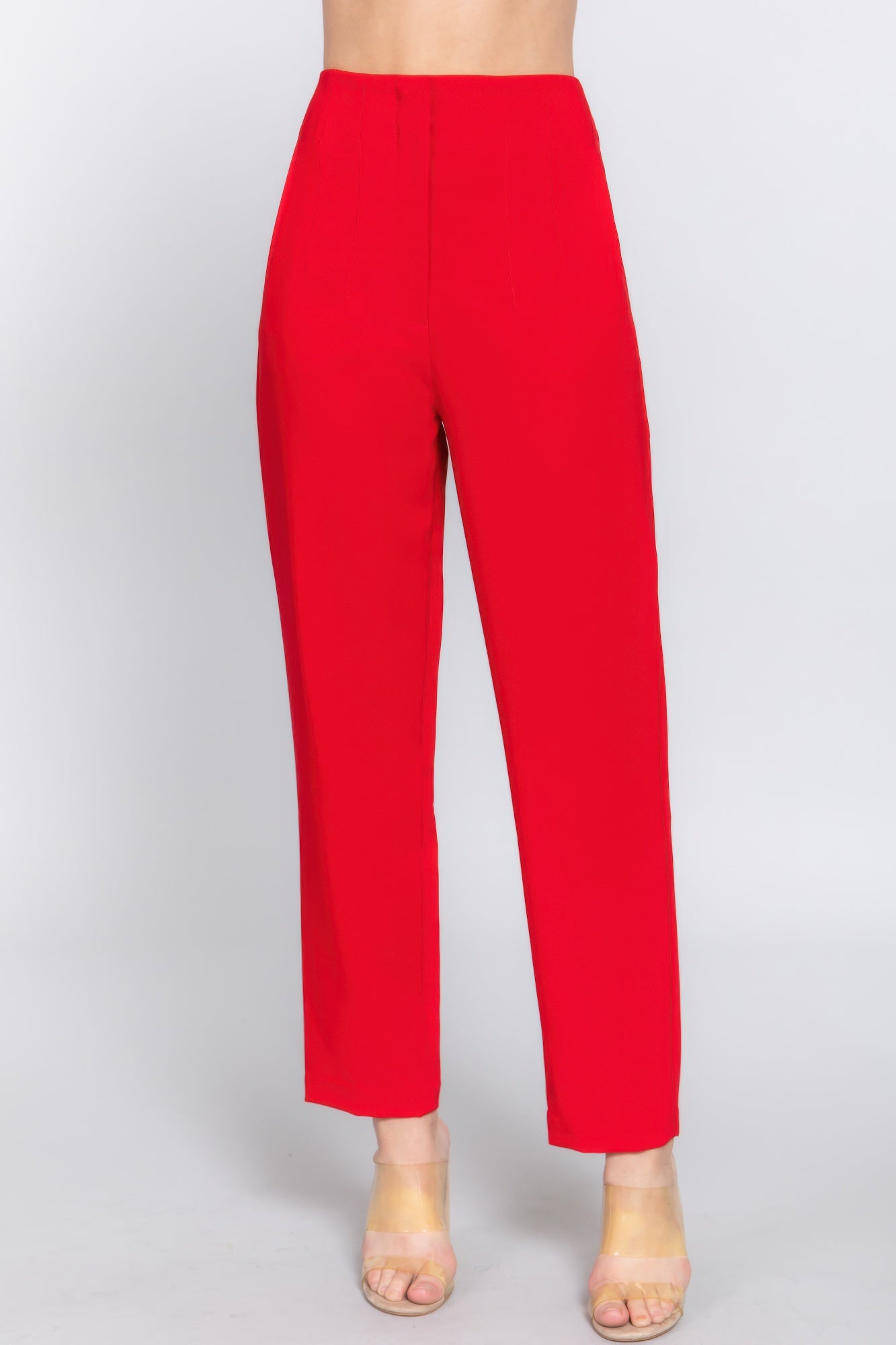 Womens Work Trousers High Waist Pintuck Office Formal Long Pants