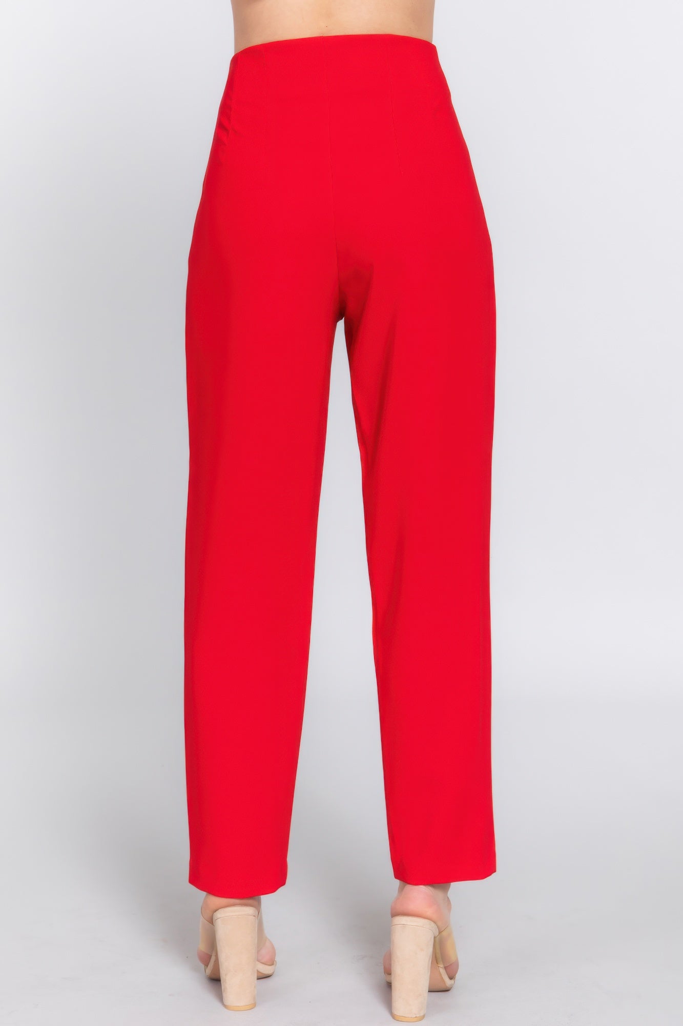 Womens Work Trousers High Waist Pintuck Office Formal Long Pants