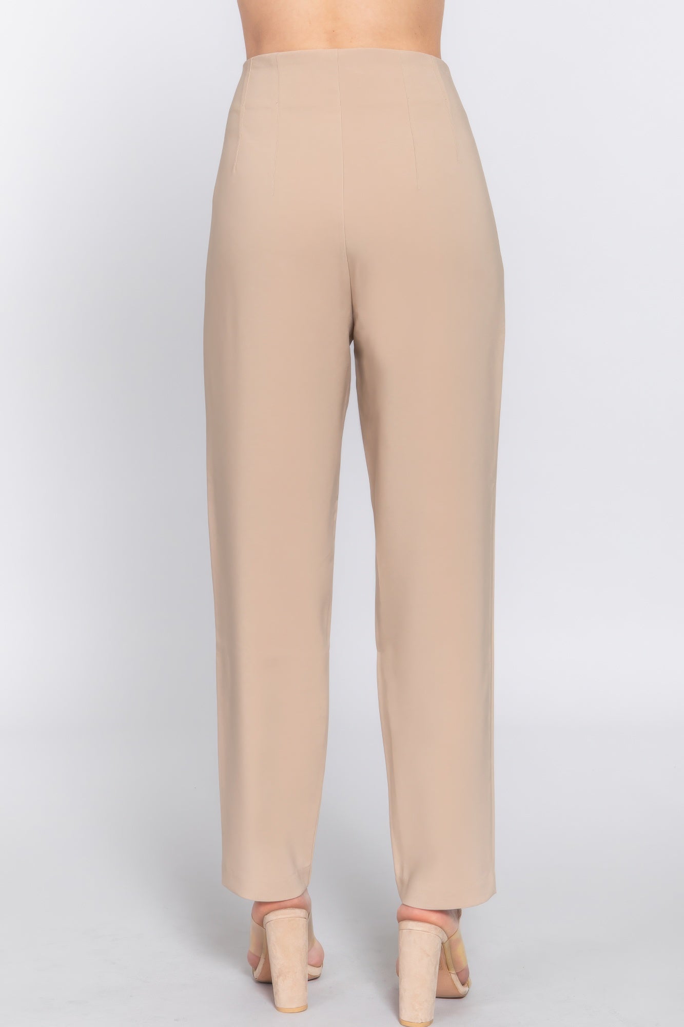 Womens Work Trousers High Waist Pintuck Office Formal Long Pants