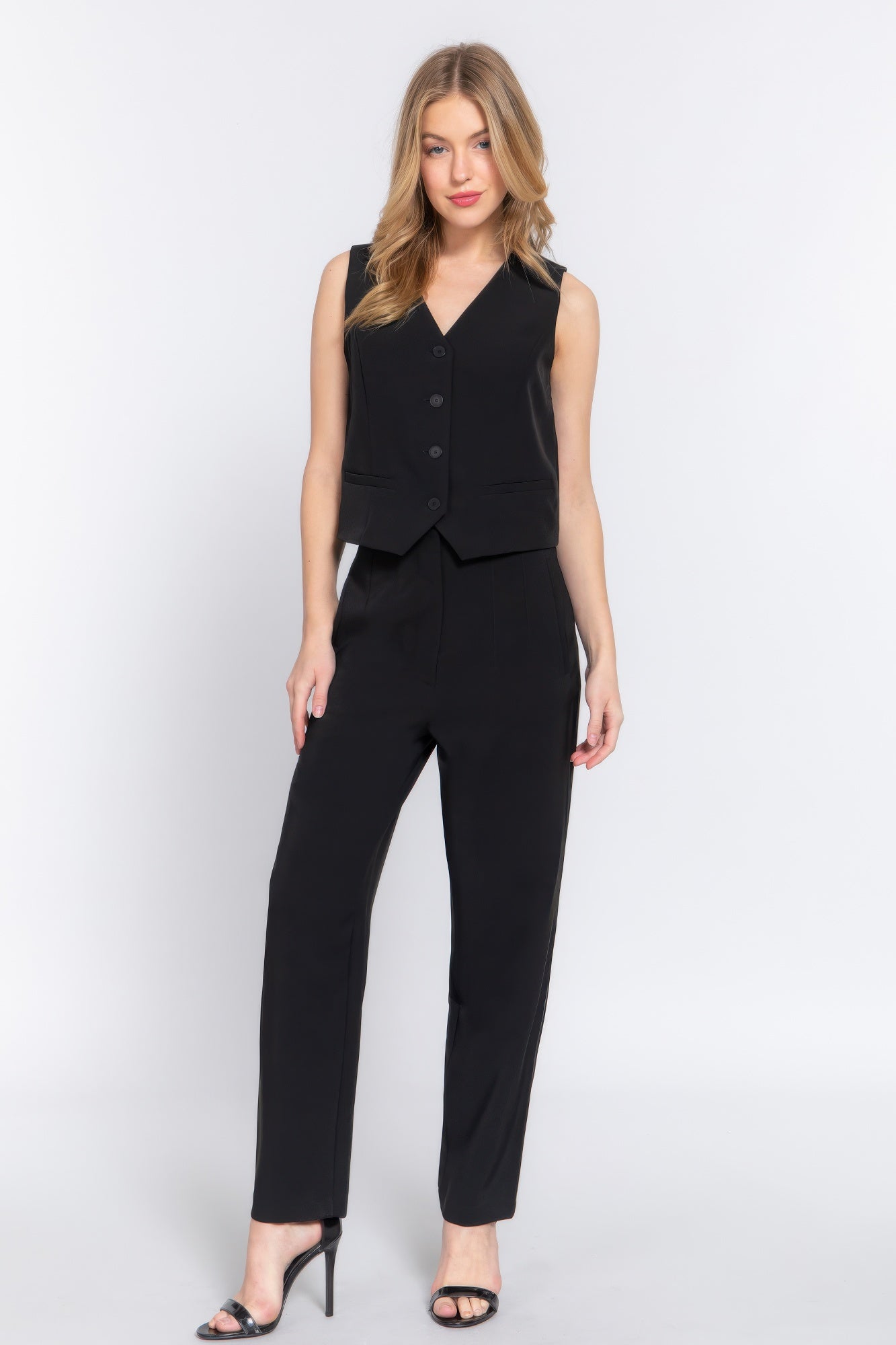Womens Work Trousers High Waist Pintuck Office Formal Long Pants