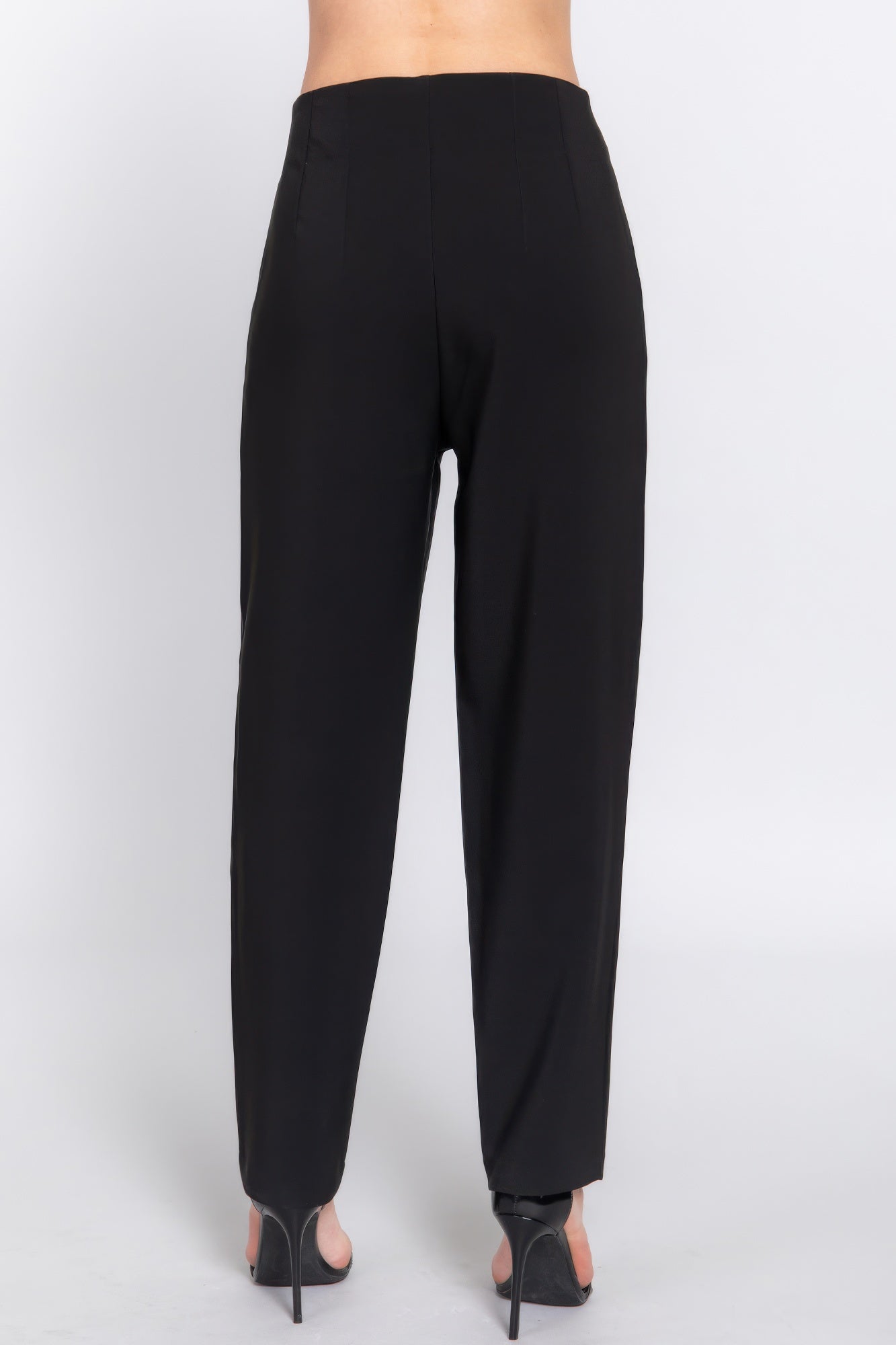 Womens Work Trousers High Waist Pintuck Office Formal Long Pants