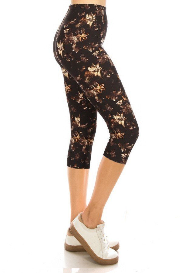 Women's Capri 3/4 Length Printed High Waisted Capri Leggings Fitness Yoga Pants
