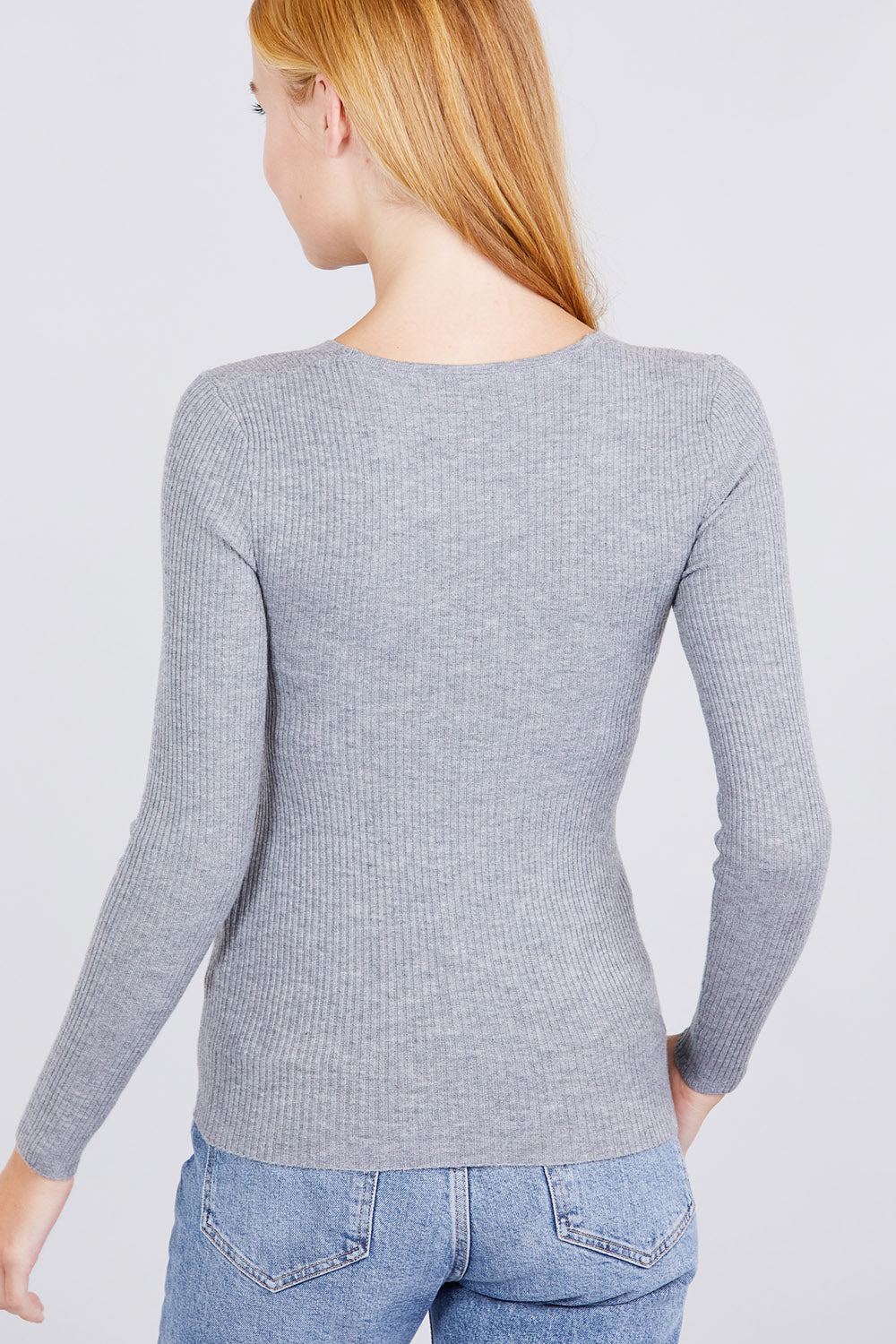 Women's V-neck Viscose Sweater Long Sleeve Ribbed Soft Stretch