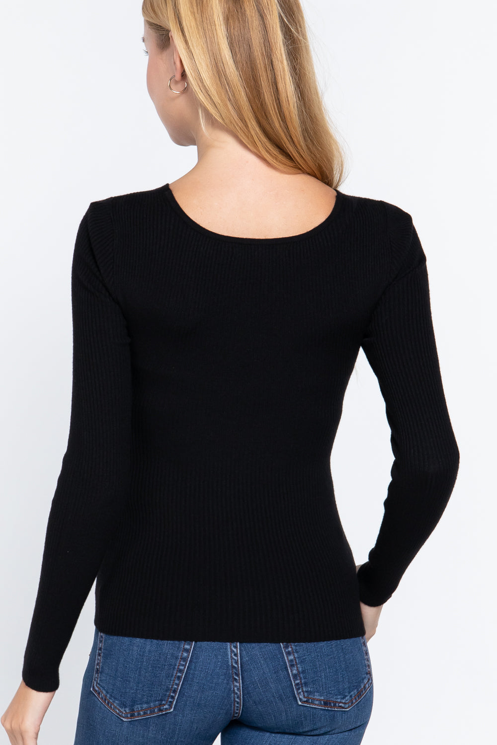 Women's Long Sleeve V-neck Viscose Sweater Soft Front Bust Twisted Knotted