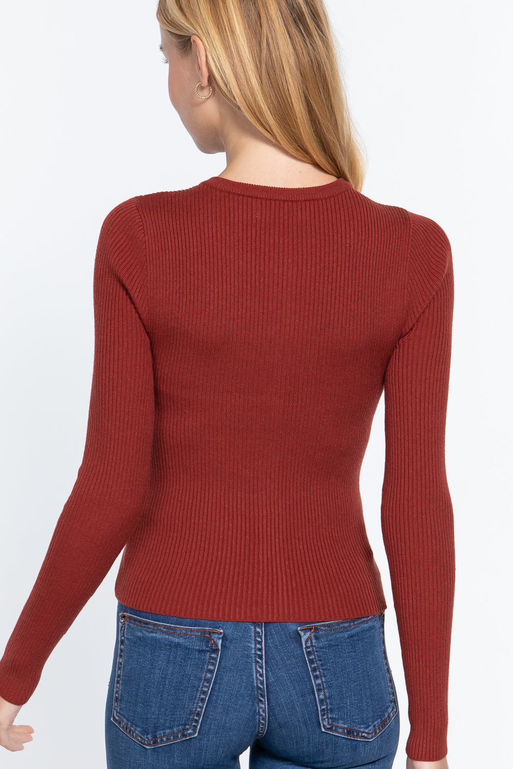 Women's Long Sleeve Crew Neck Basic Cardigan Viscose Soft Knit Button Sweater