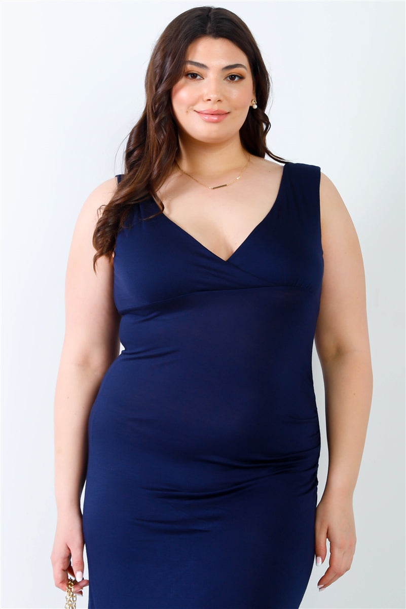 Womens Plus V-neck Sleeveless Stretch Maxi Dress (1XL.2XL.3XL)