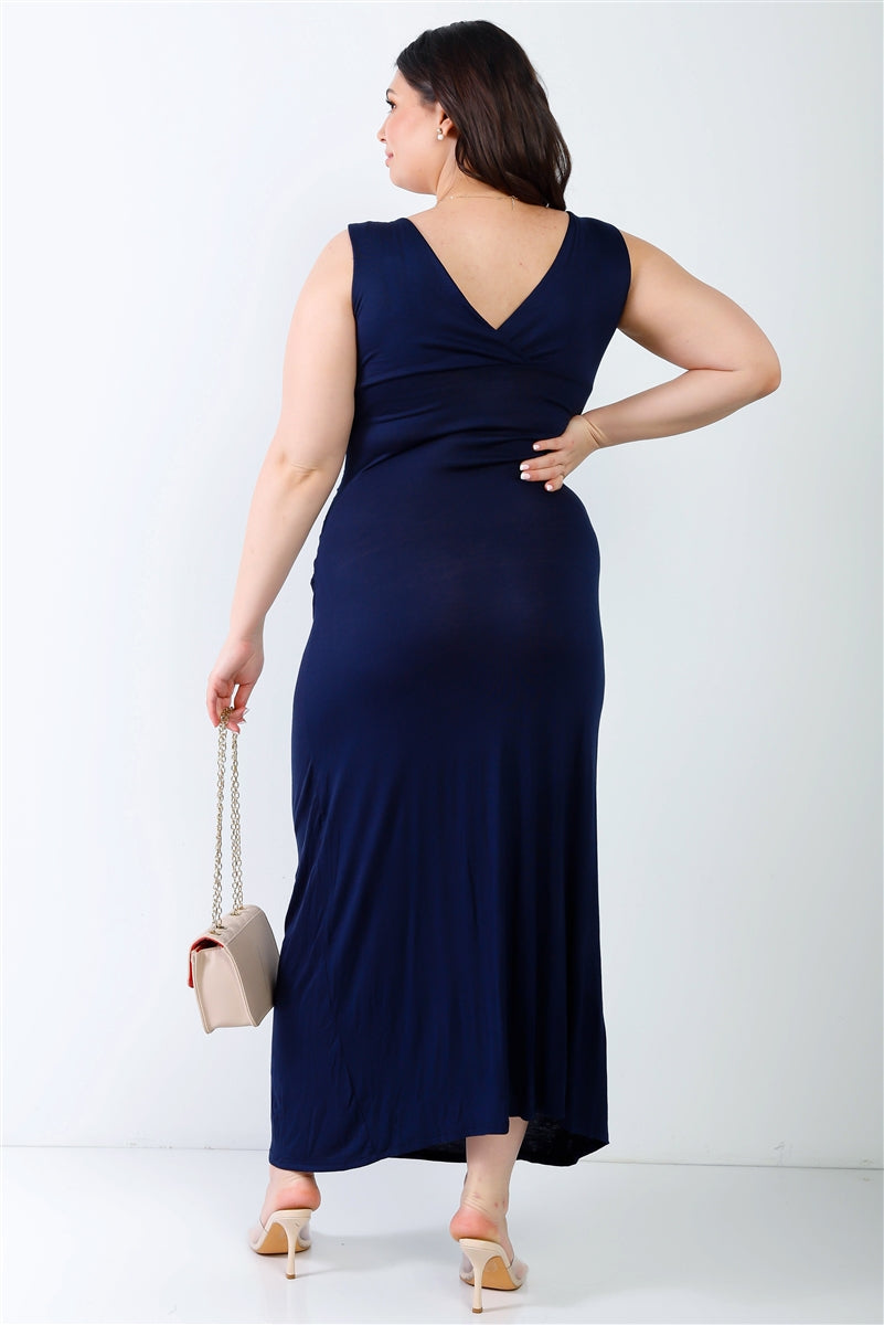 Womens Plus V-neck Sleeveless Stretch Maxi Dress (1XL.2XL.3XL)