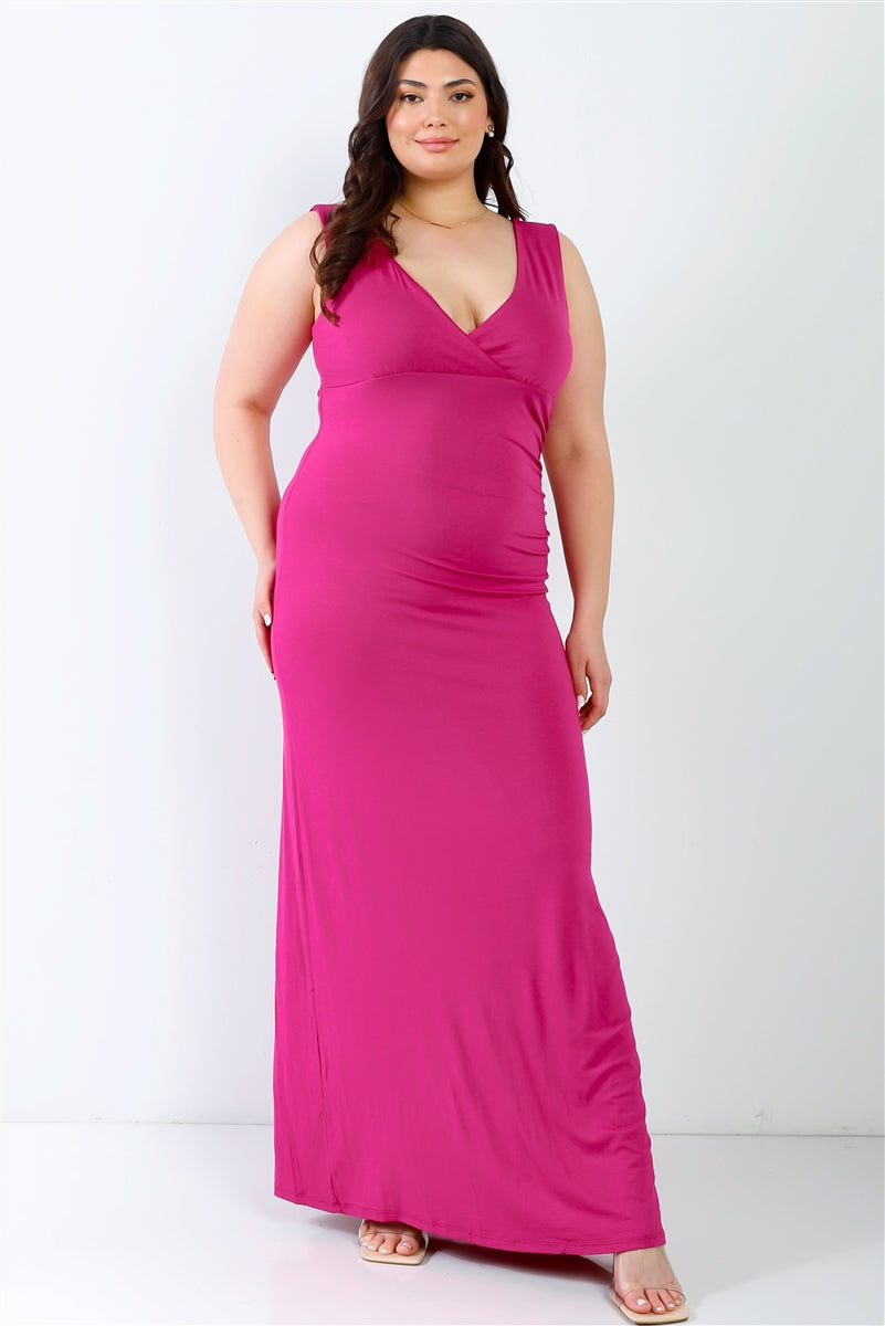 Womens Plus V-neck Sleeveless Stretch Maxi Dress (1XL.2XL.3XL)