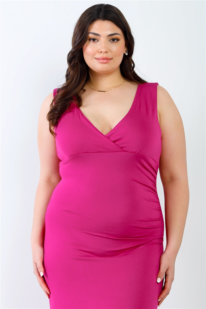 Womens Plus V-neck Sleeveless Stretch Maxi Dress (1XL.2XL.3XL)
