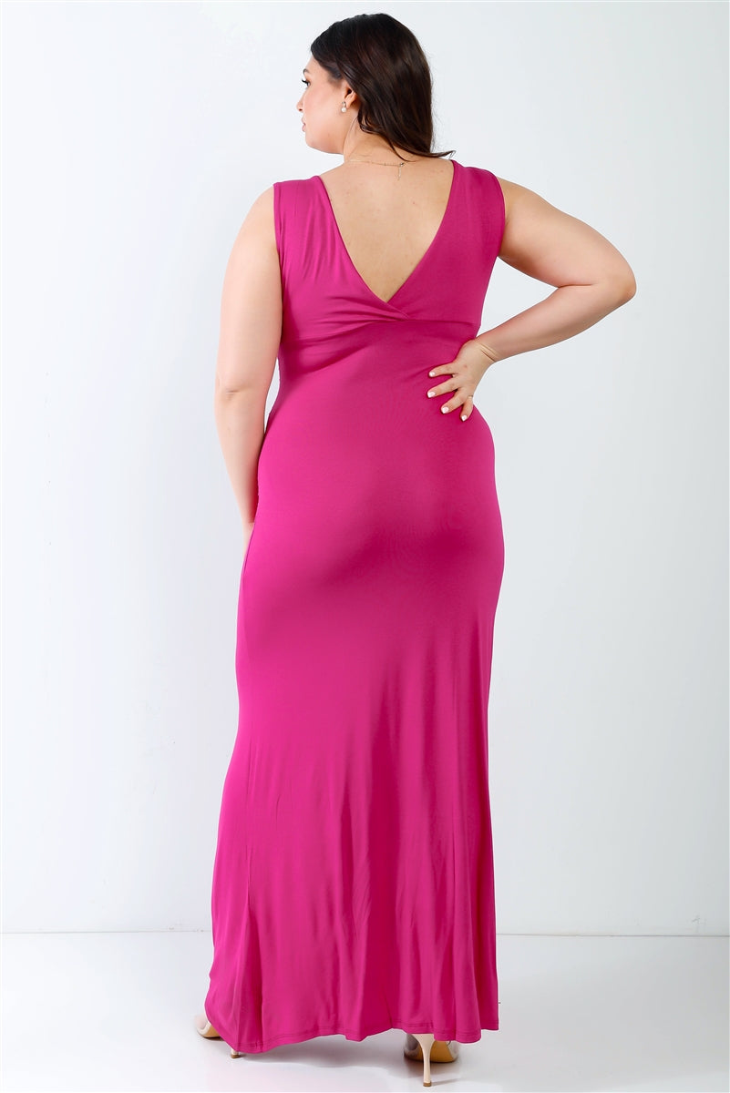 Womens Plus V-neck Sleeveless Stretch Maxi Dress (1XL.2XL.3XL)