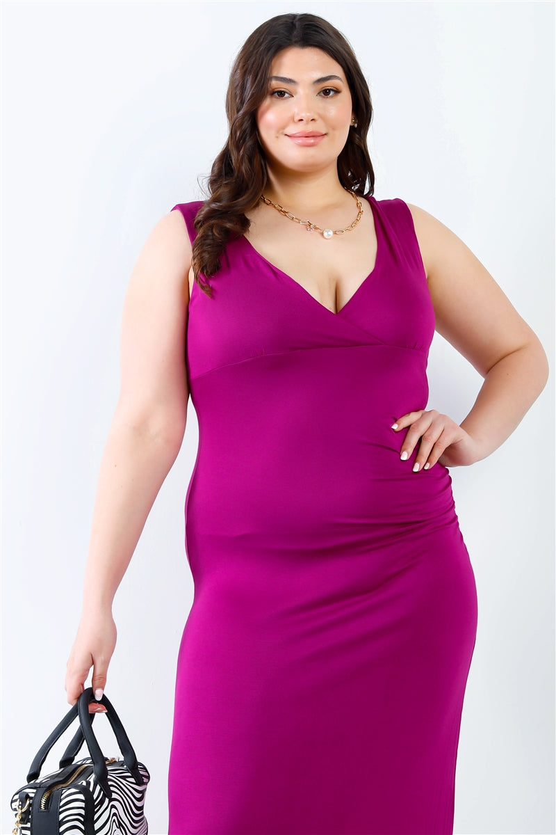 Womens Plus V-neck Sleeveless Stretch Maxi Dress (1XL.2XL.3XL)