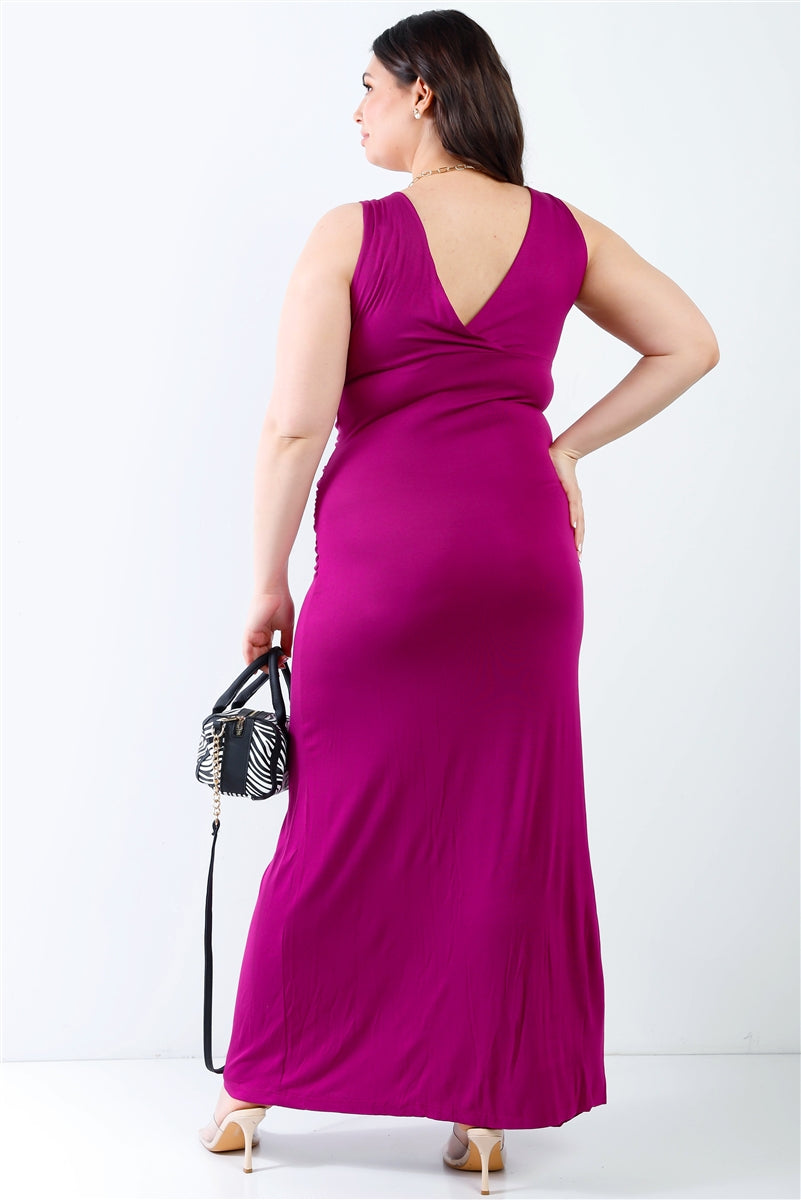 Womens Plus V-neck Sleeveless Stretch Maxi Dress (1XL.2XL.3XL)