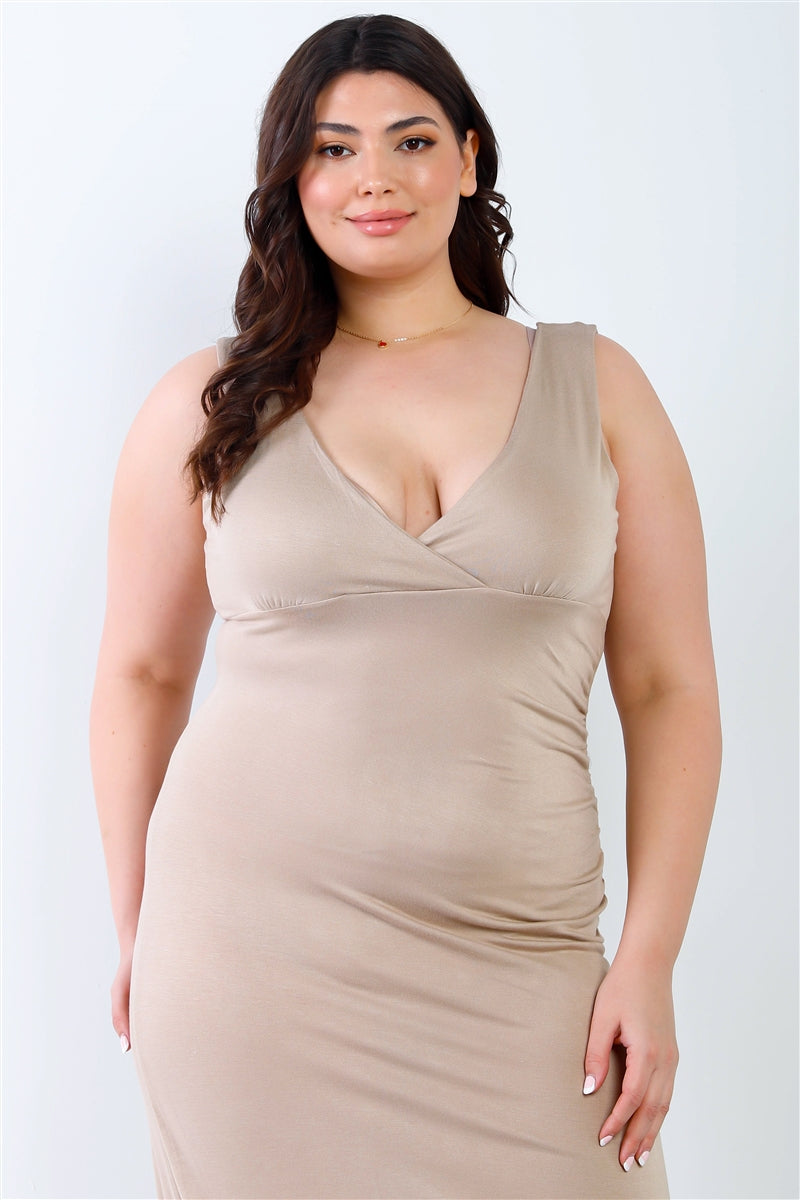 Womens Plus V-neck Sleeveless Stretch Maxi Dress (1XL.2XL.3XL)