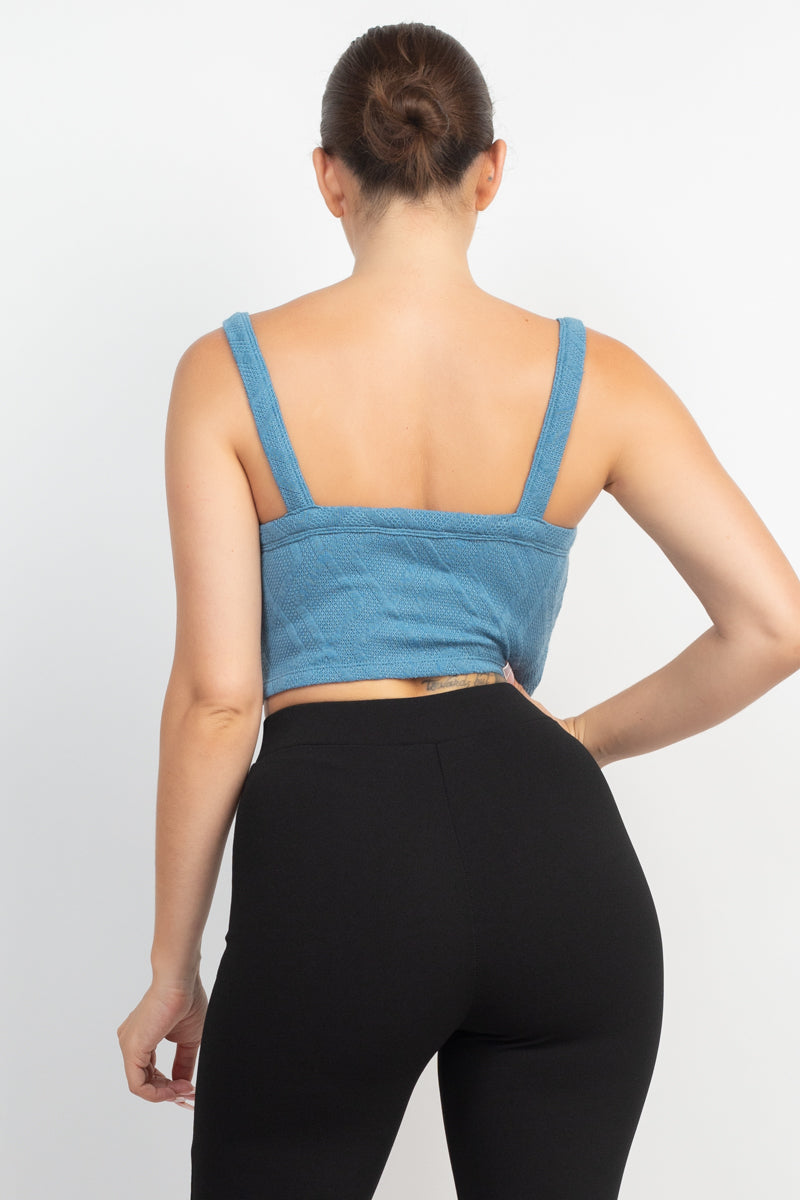 Womens Cami Puff Sleeves Inner Top with Cardigan Set Scoop Neck Ribbed Button
