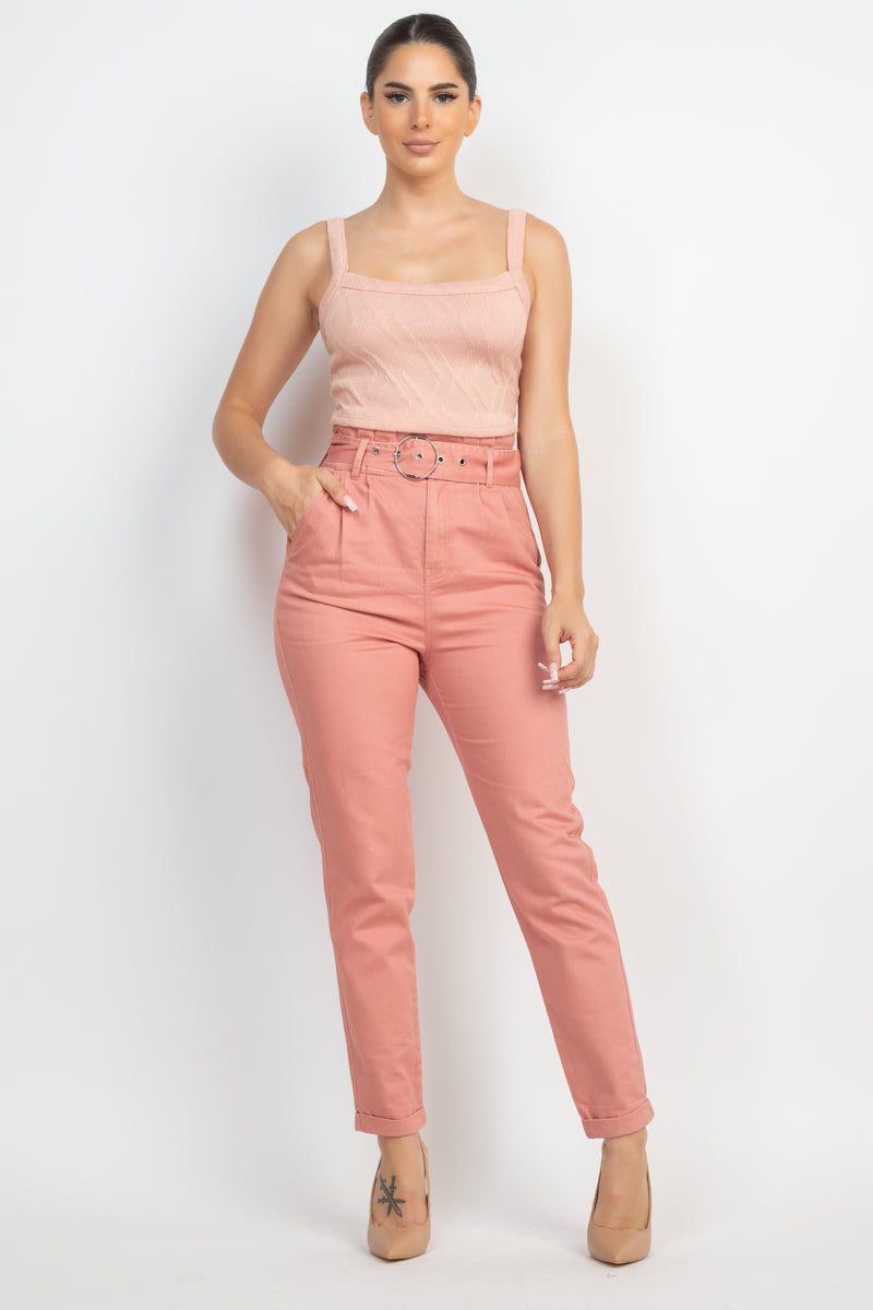 Womens Cami Puff Sleeves Inner Top with Cardigan Set Scoop Neck Ribbed Button