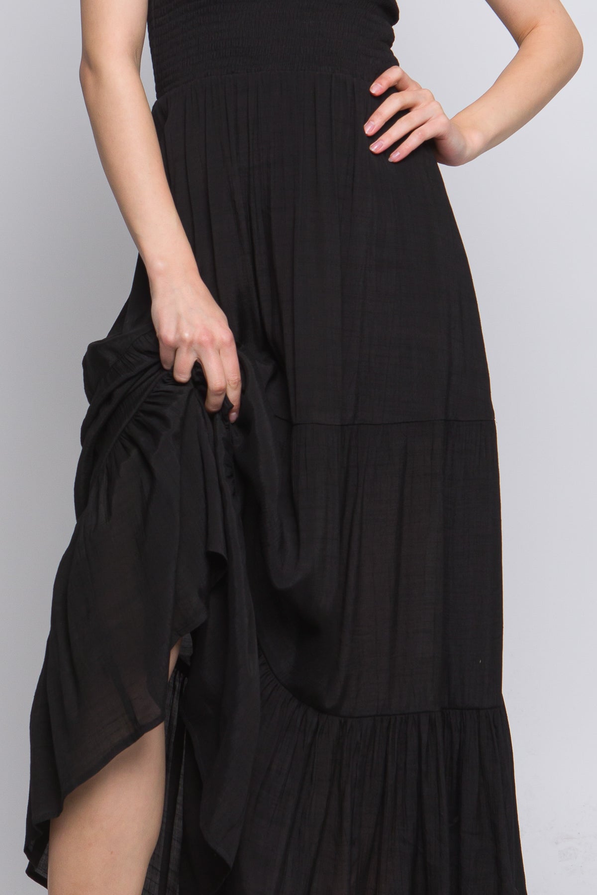 Women's Sleeveless Tube Top Strapless Maxi Dress - Black