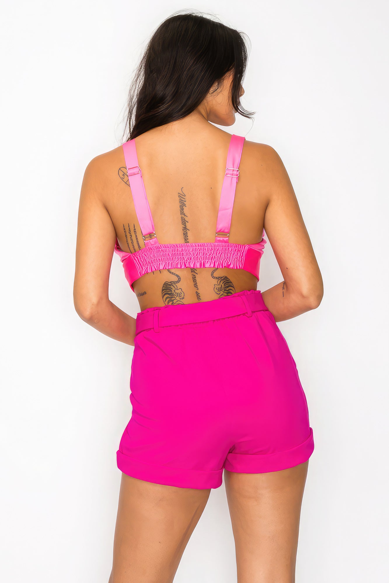 Women's Smock V-neck Satin Cropped Bra Top sleeveless Wide Straps Tank Blouse