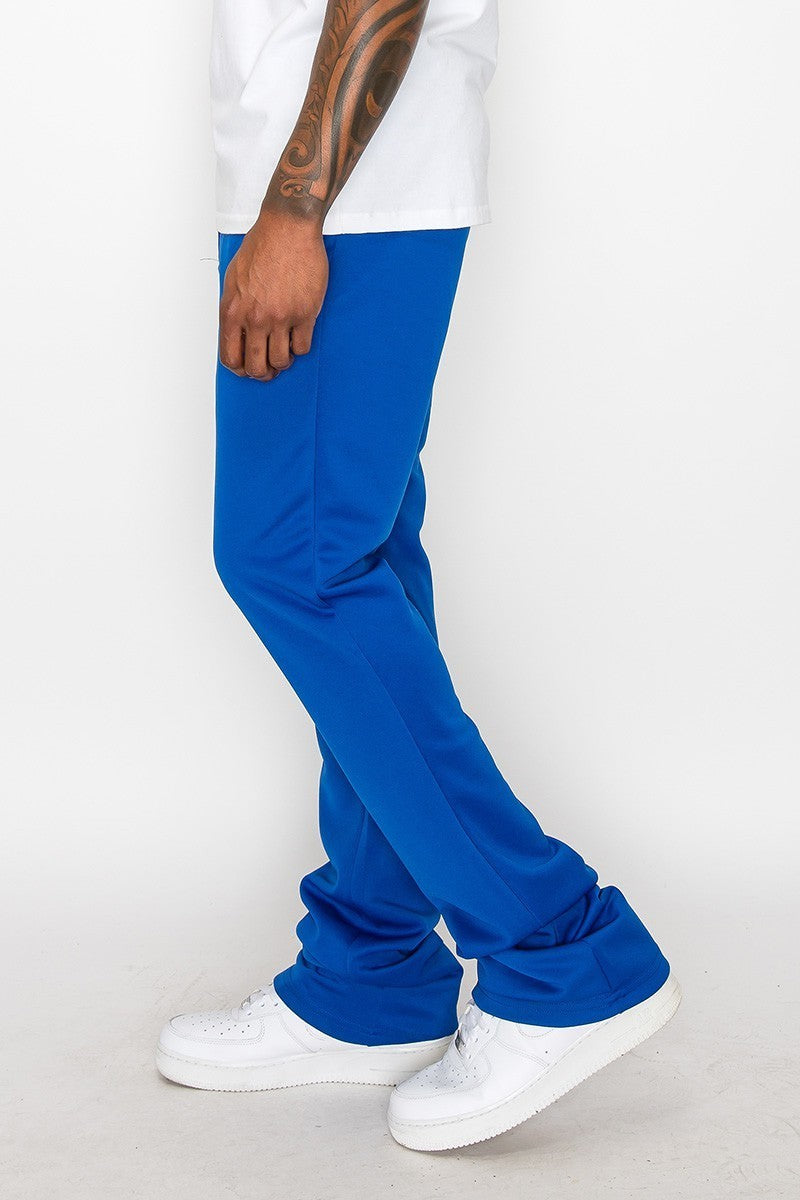 Men's Solid Flare Stacked Drawstring Sweatpants Track Pants