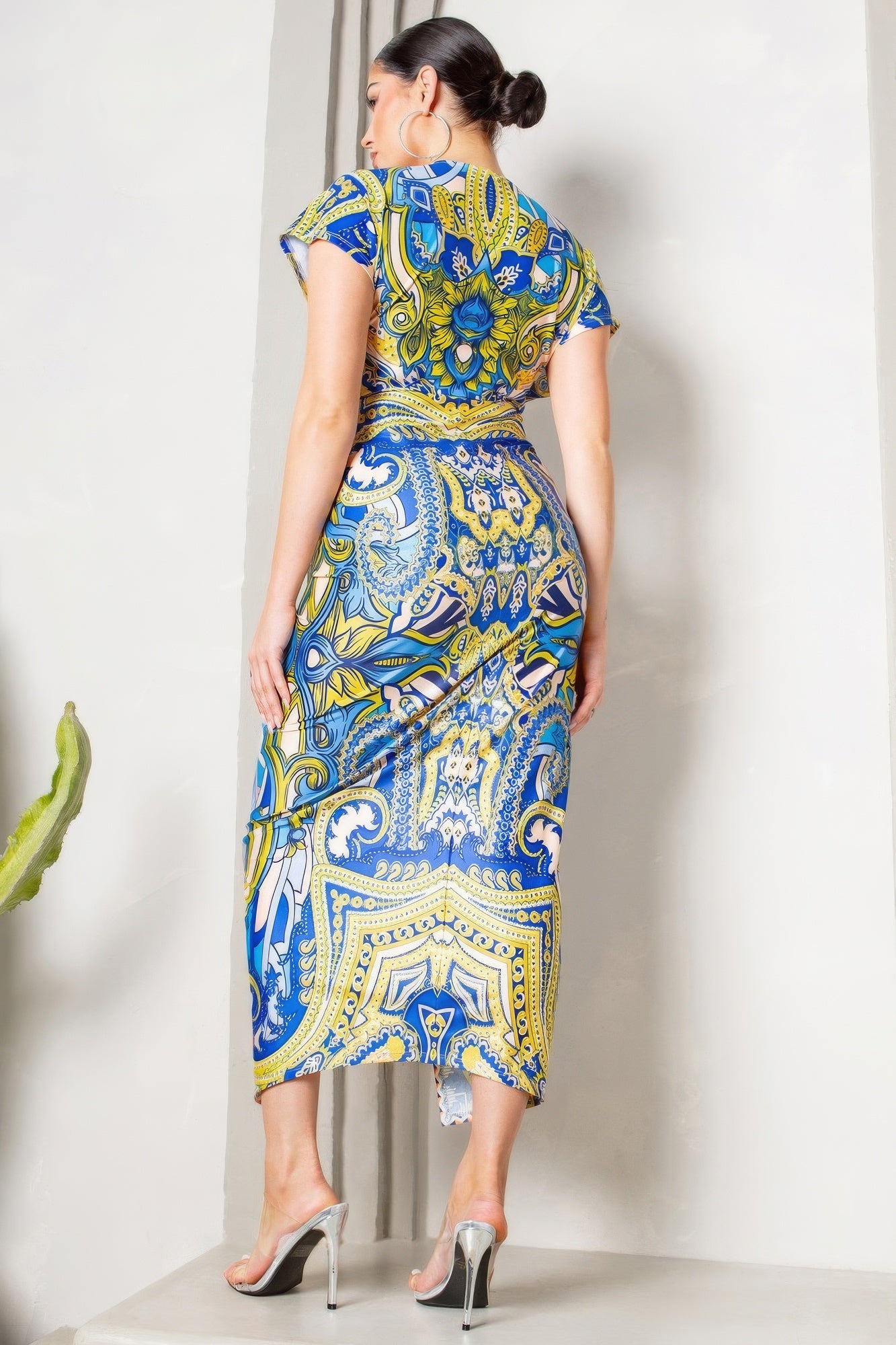 Women's Deep V-neck Midi Dress Pleats Shirt Bodycon Split Party Clubwear Casual