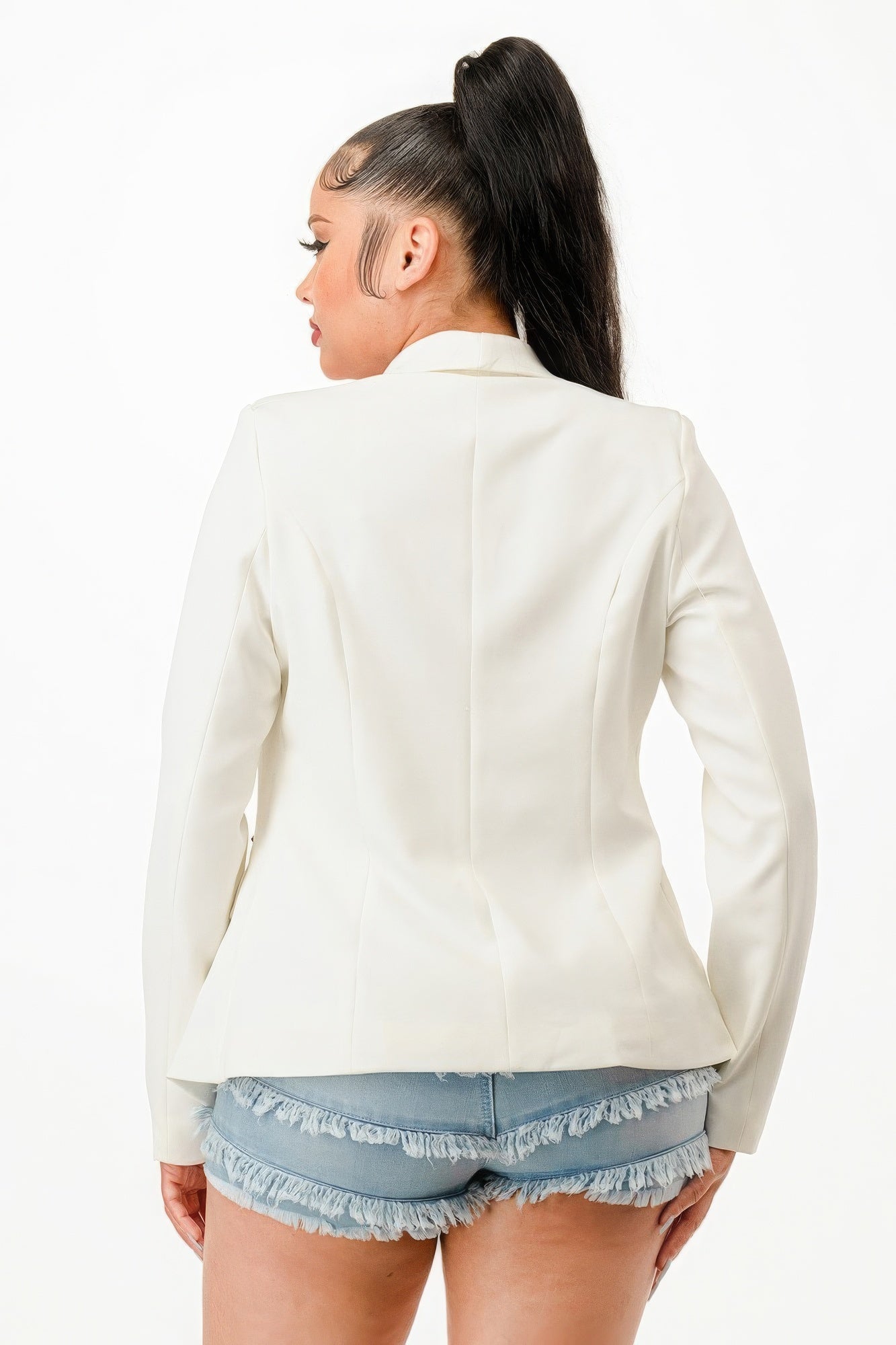 Women’s Button Blazer Double Breasted Lapel Collar Formal Office Jacket Suit