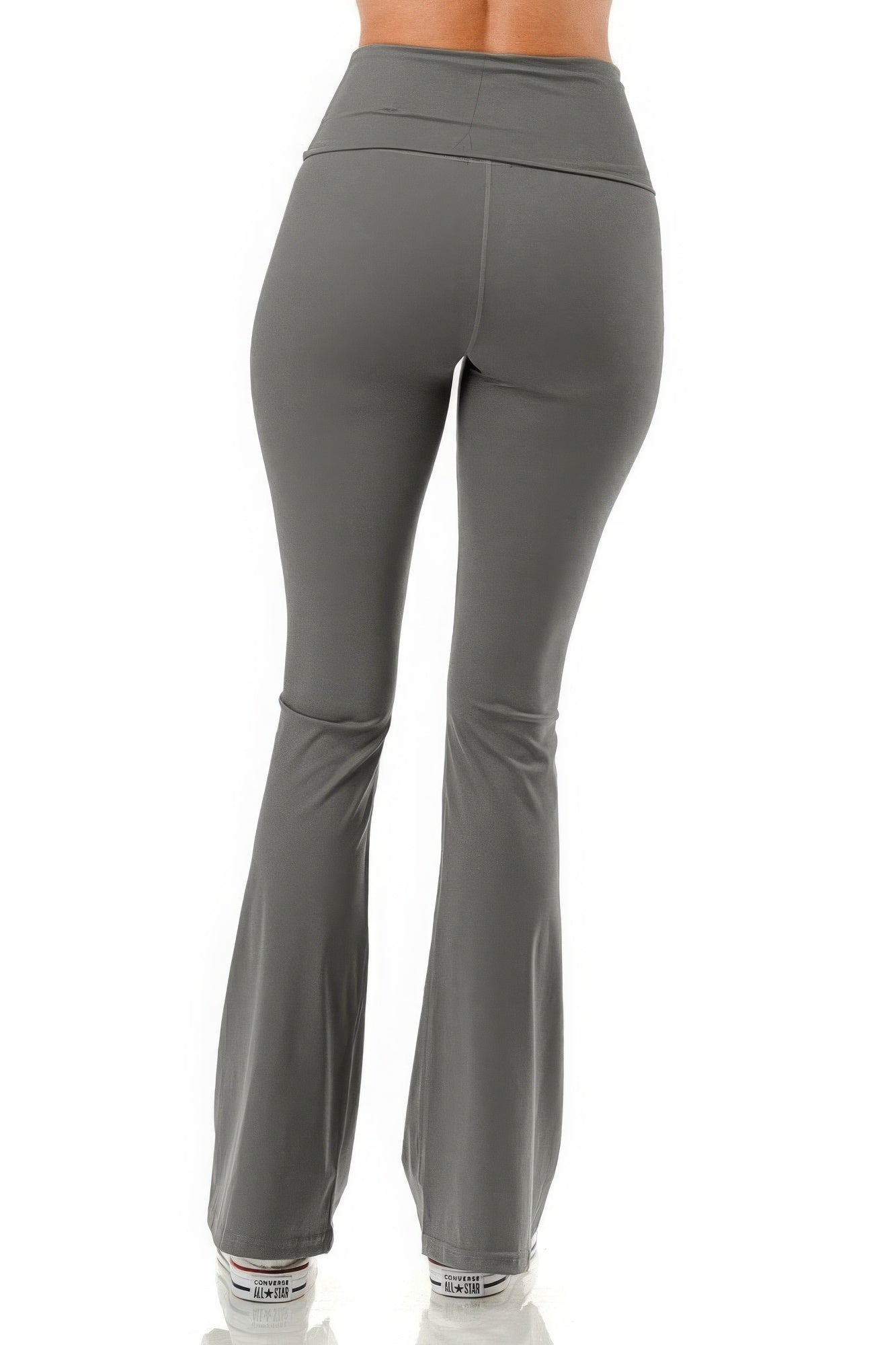 Womens Flared Leg Stretchy Pants Casual Yoga High Waist Bell Bottoms Soft Fitted