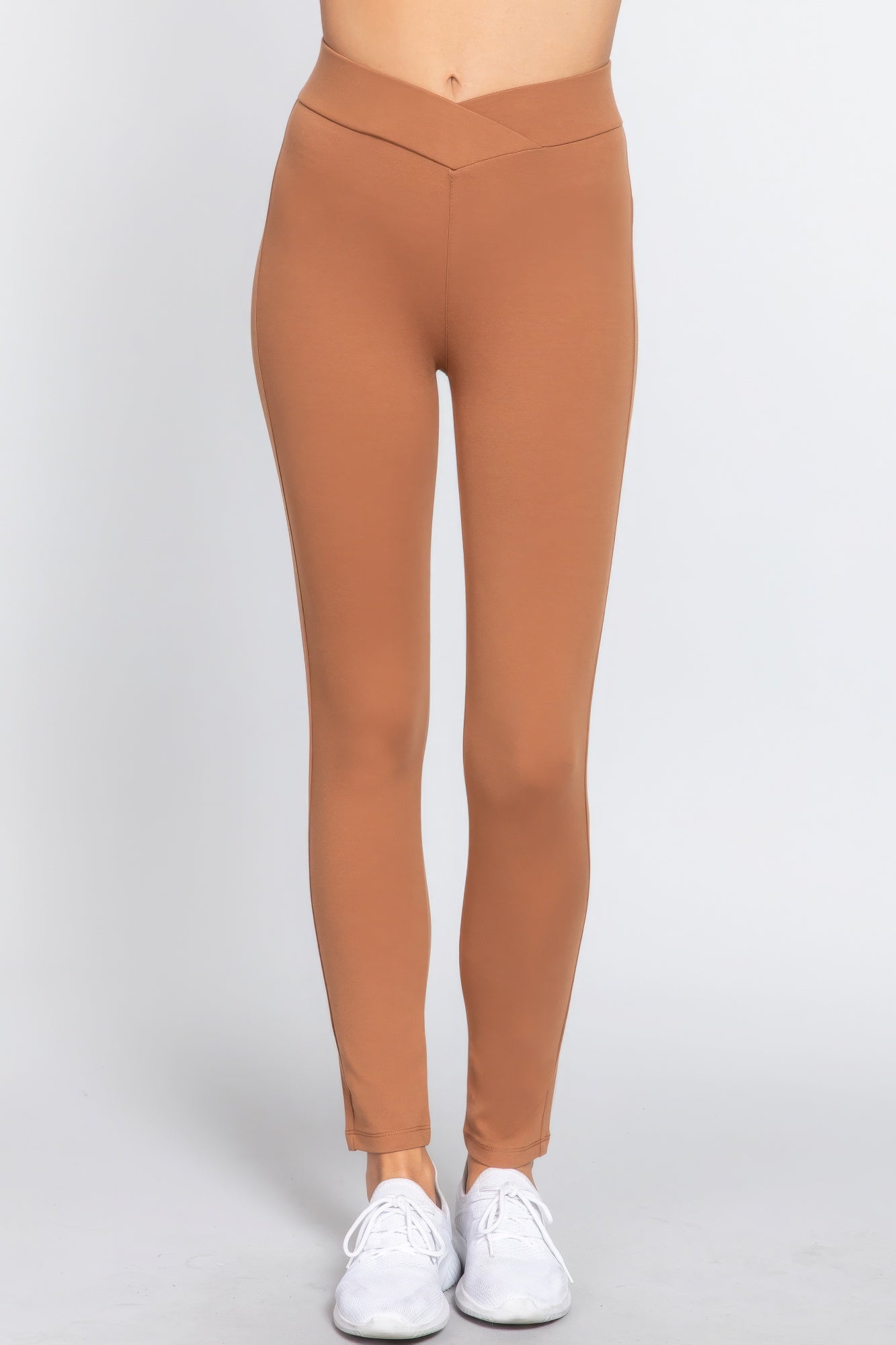 Women's Skinny Ponte Mid-rise Pants Seagull Shaped Elastic Waist Rayon Leggings