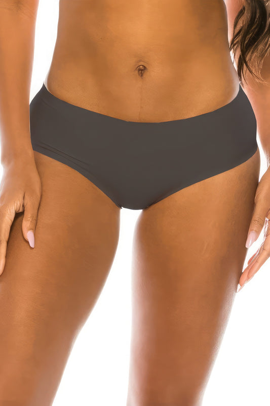 Womens No Line Solid Laser Cut Panty Mid Rise Soft Stretch Fabric Underwear