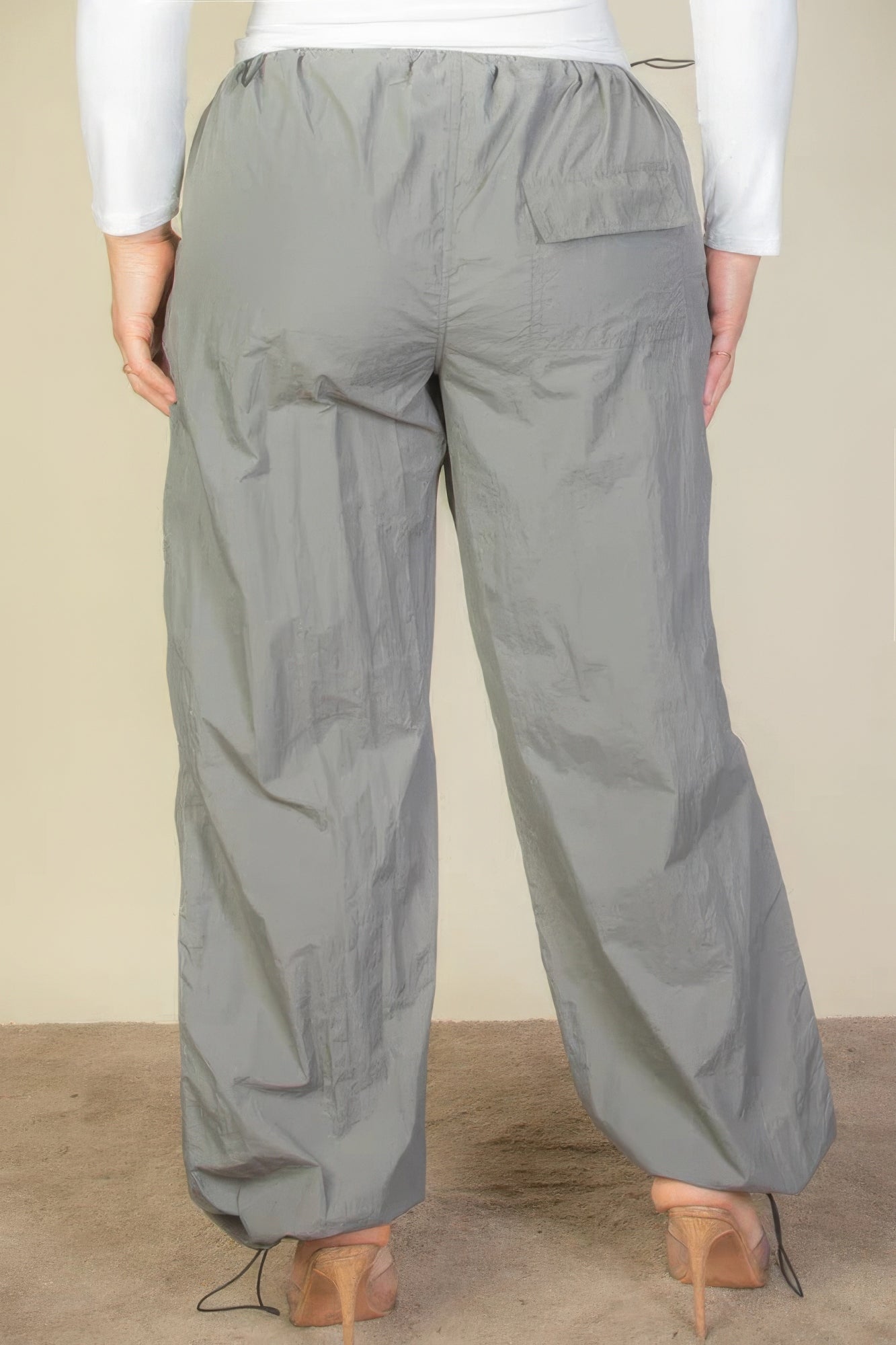 Women's Plus Size Drawstring Waist Parachute Pants Elasticated Pockets Trousers