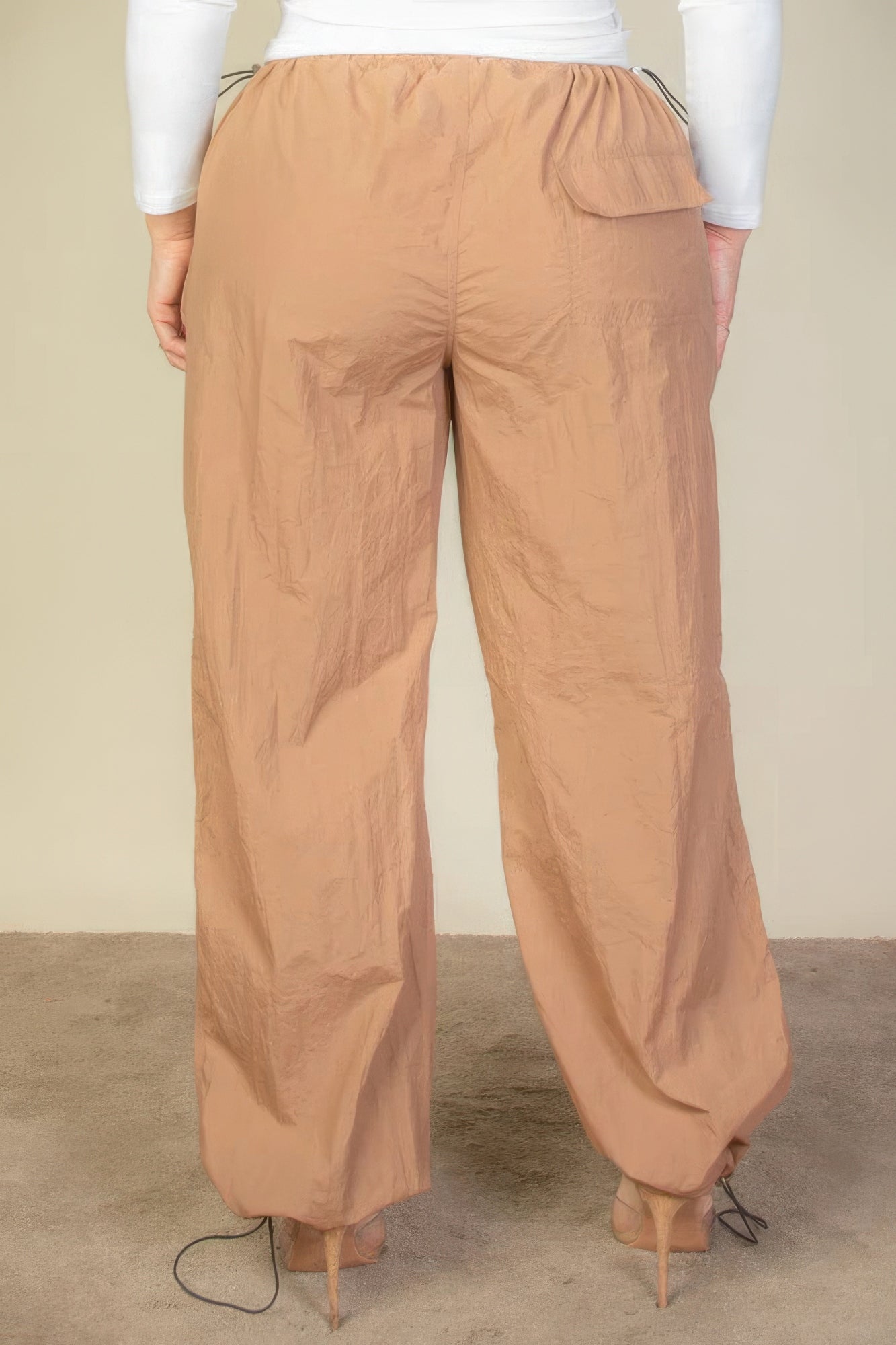 Women's Plus Size Drawstring Waist Parachute Pants Elasticated Pockets Trousers