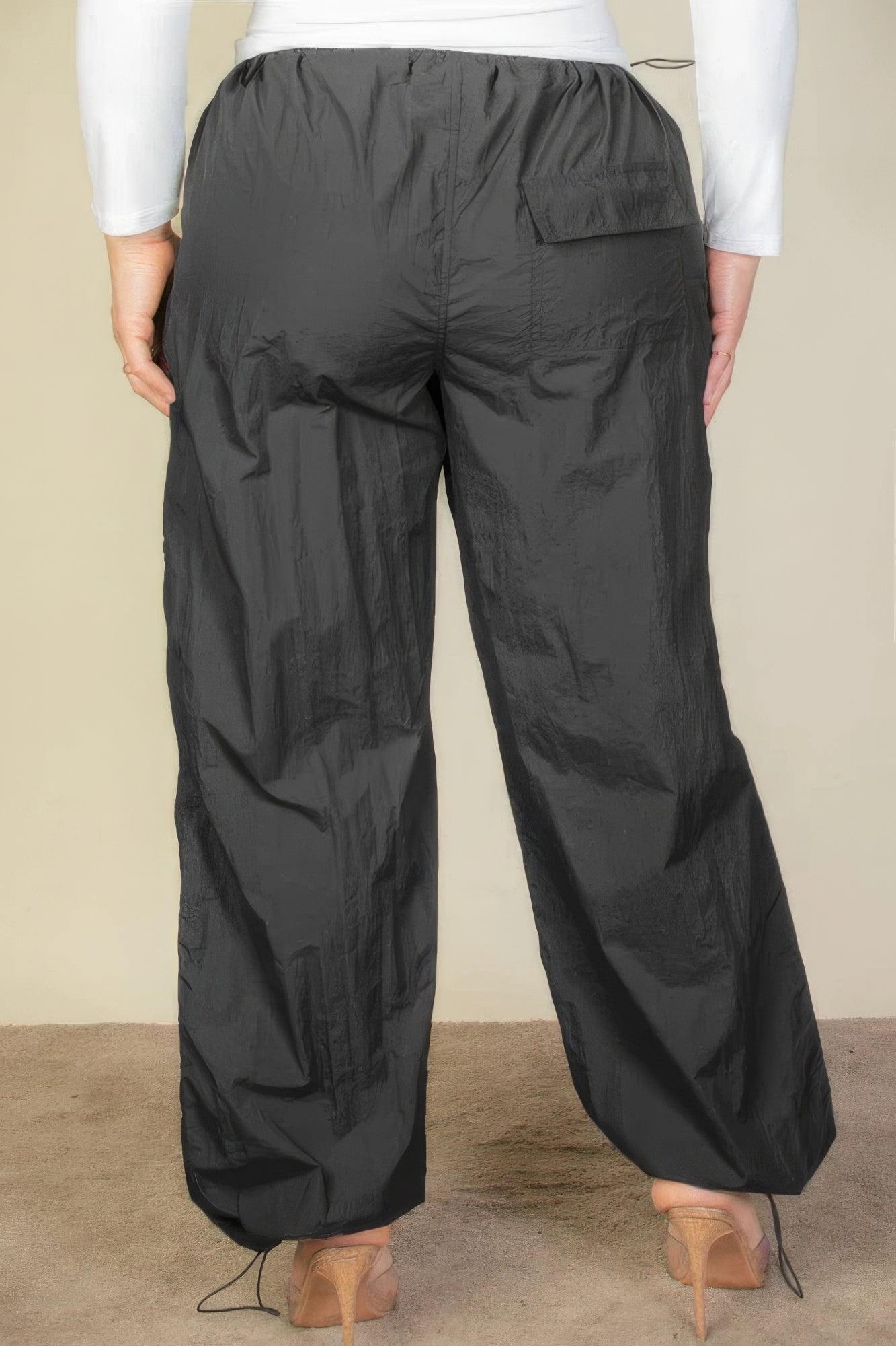 Women's Plus Size Drawstring Waist Parachute Pants Elasticated Pockets Trousers