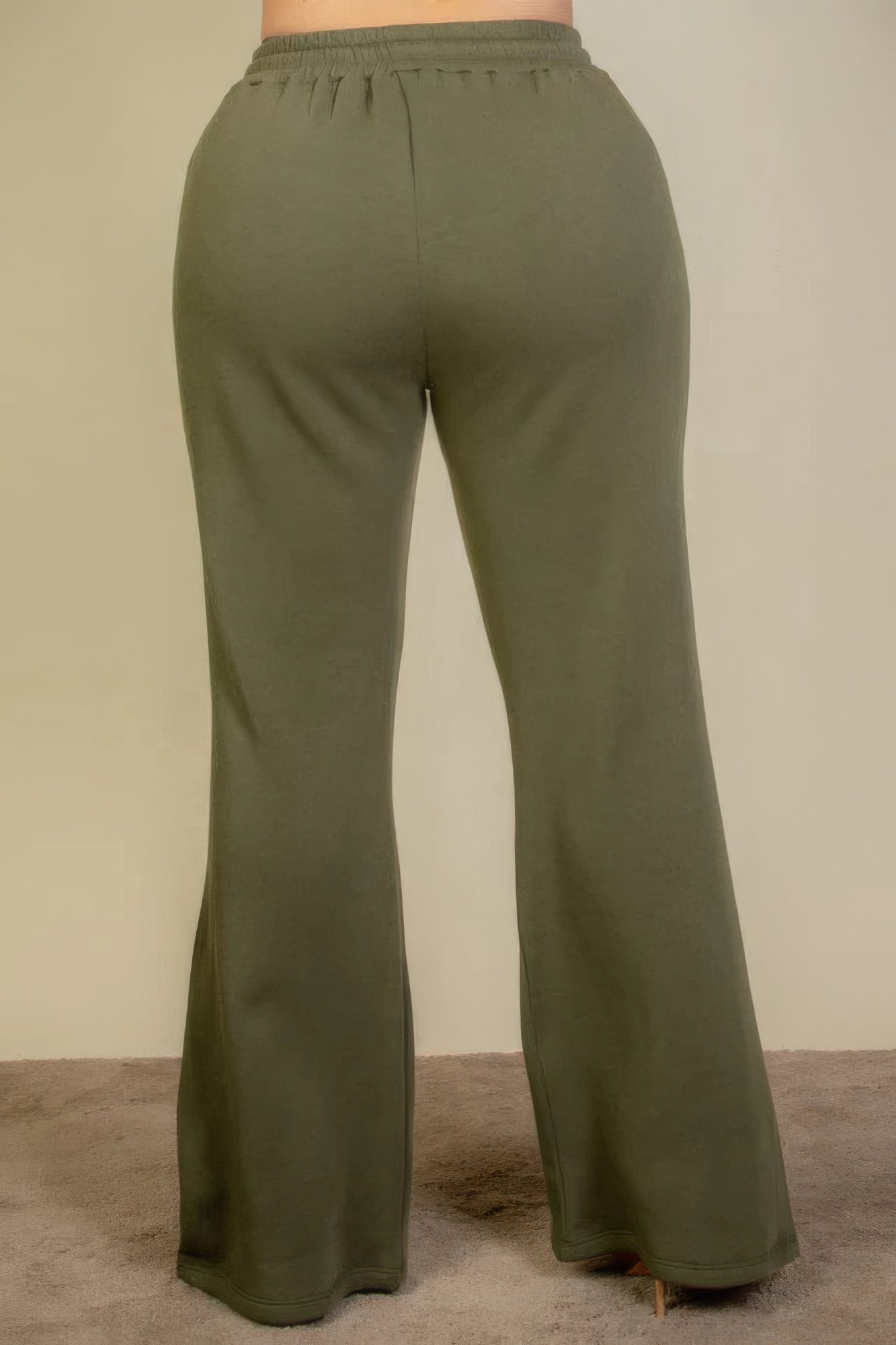 Women Plus Size Drawstring Sweatpants Waist Slant Pocket Flare Leg Workout Pants