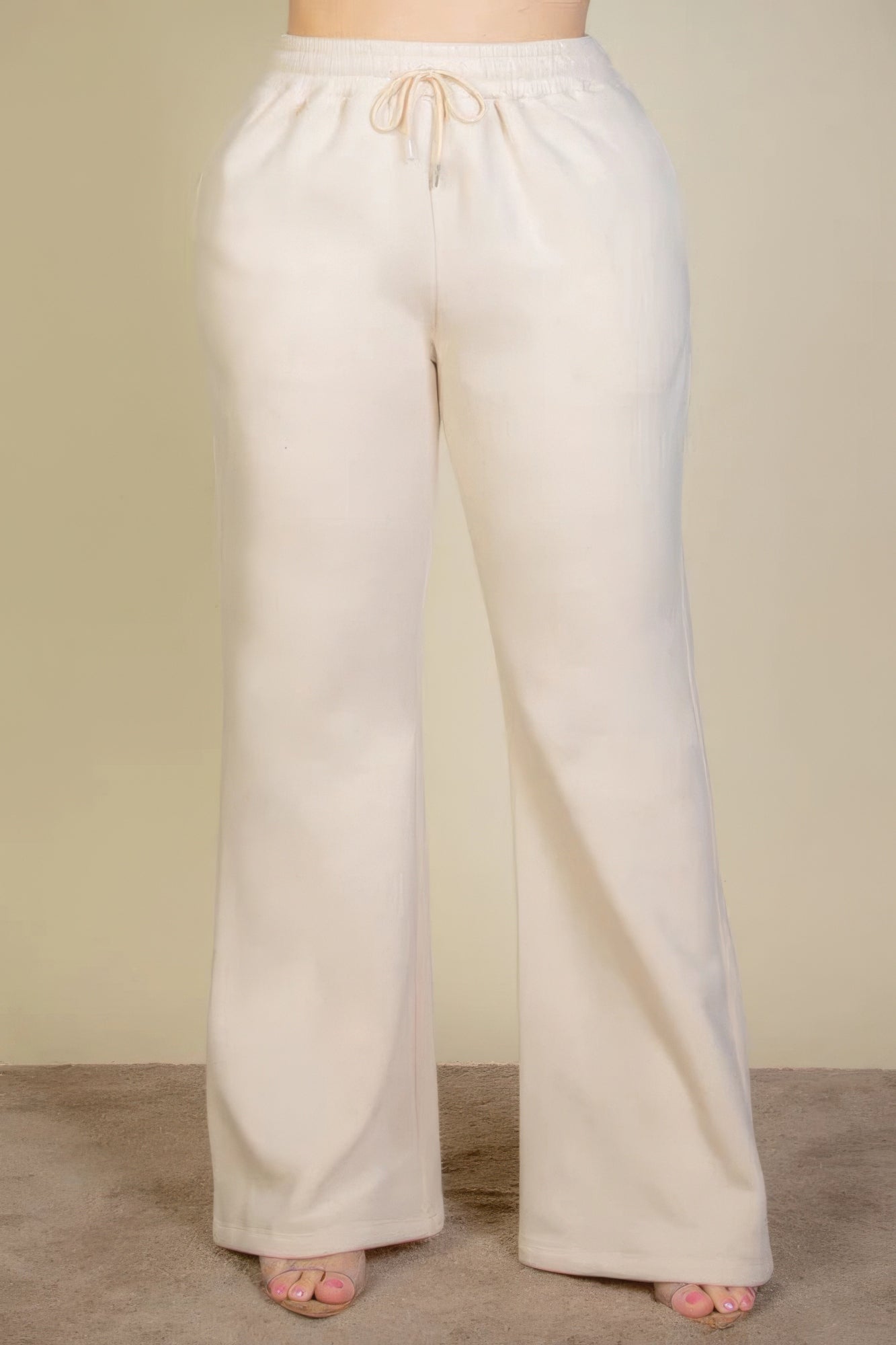 Women Plus Size Drawstring Sweatpants Waist Slant Pocket Flare Leg Workout Pants