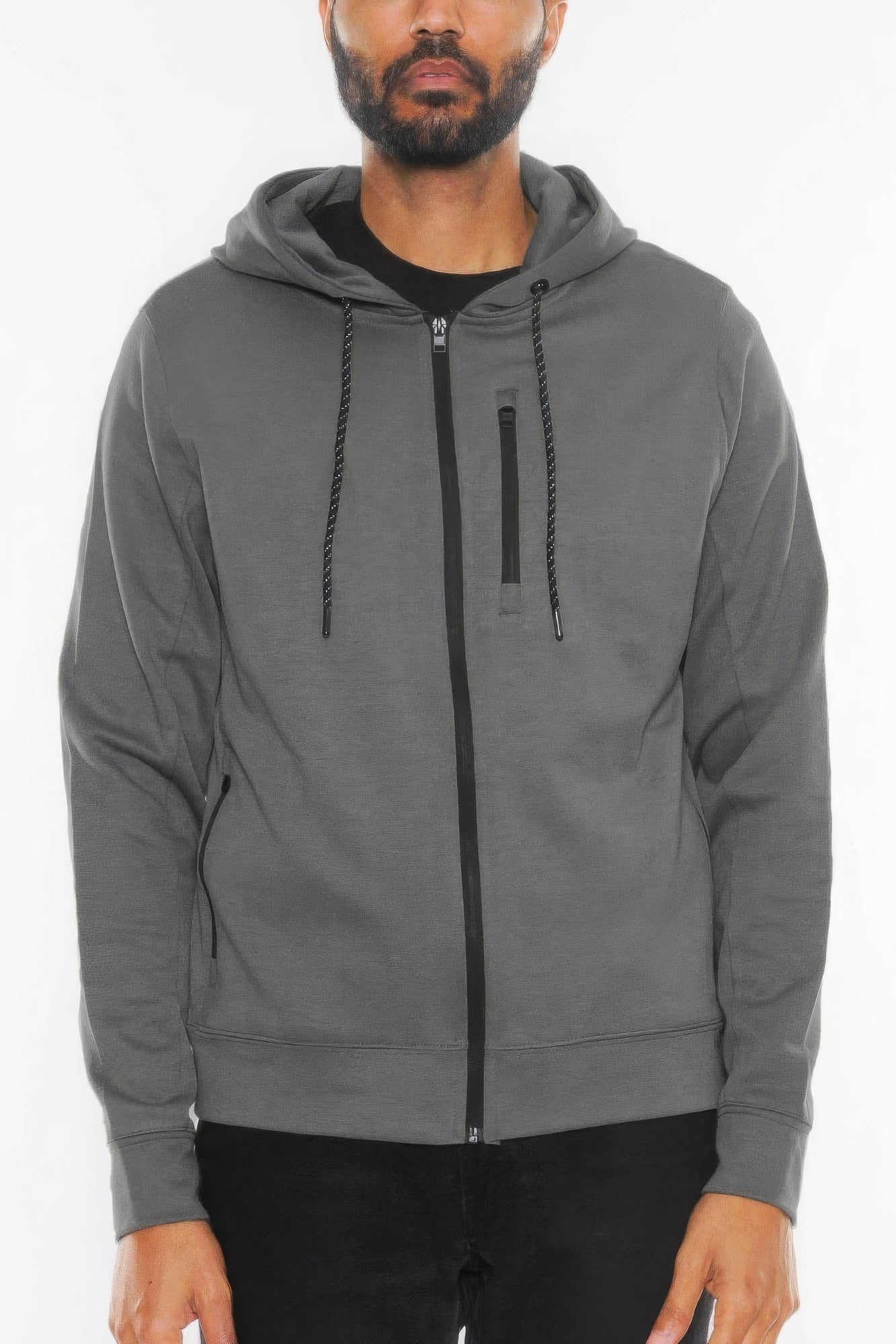 Men's Heathered Zip Up Hoodie Jacket Causal Full Zipper Cotton Hooded Sweatshirt