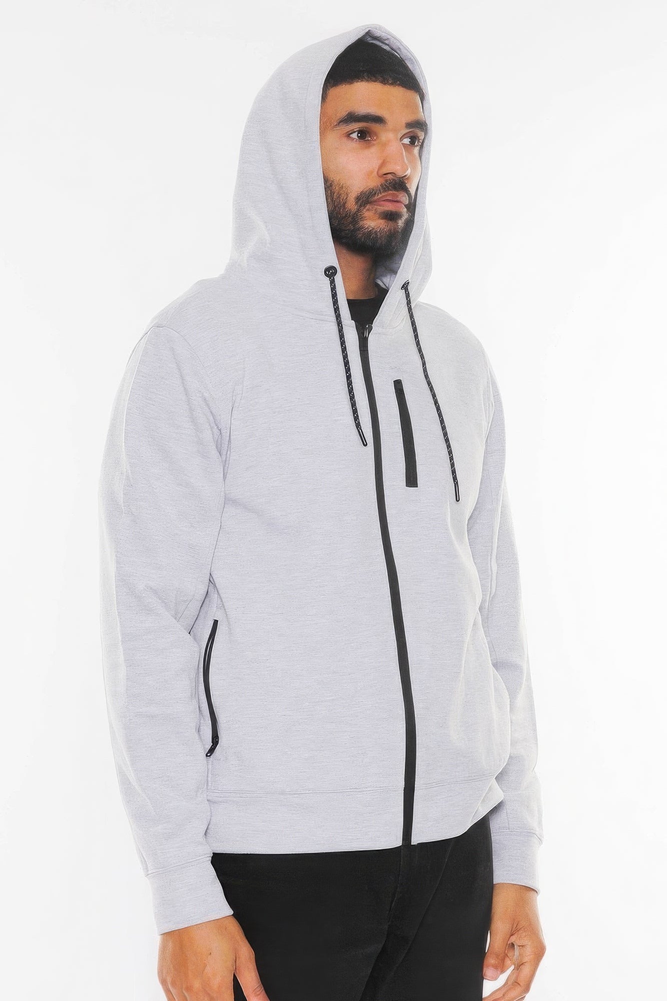 Men's Heathered Zip Up Hoodie Jacket Causal Full Zipper Cotton Hooded Sweatshirt