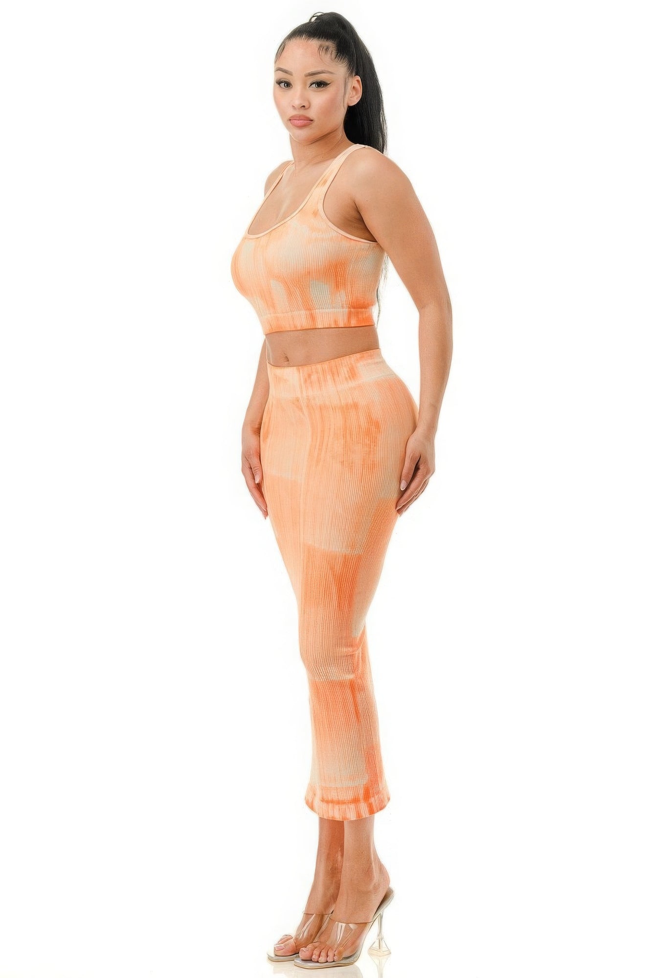 Women's Mineral Wash Sleeveless Crop Top Maxi Skirt 2pc Bodycon Dress Outfit Set