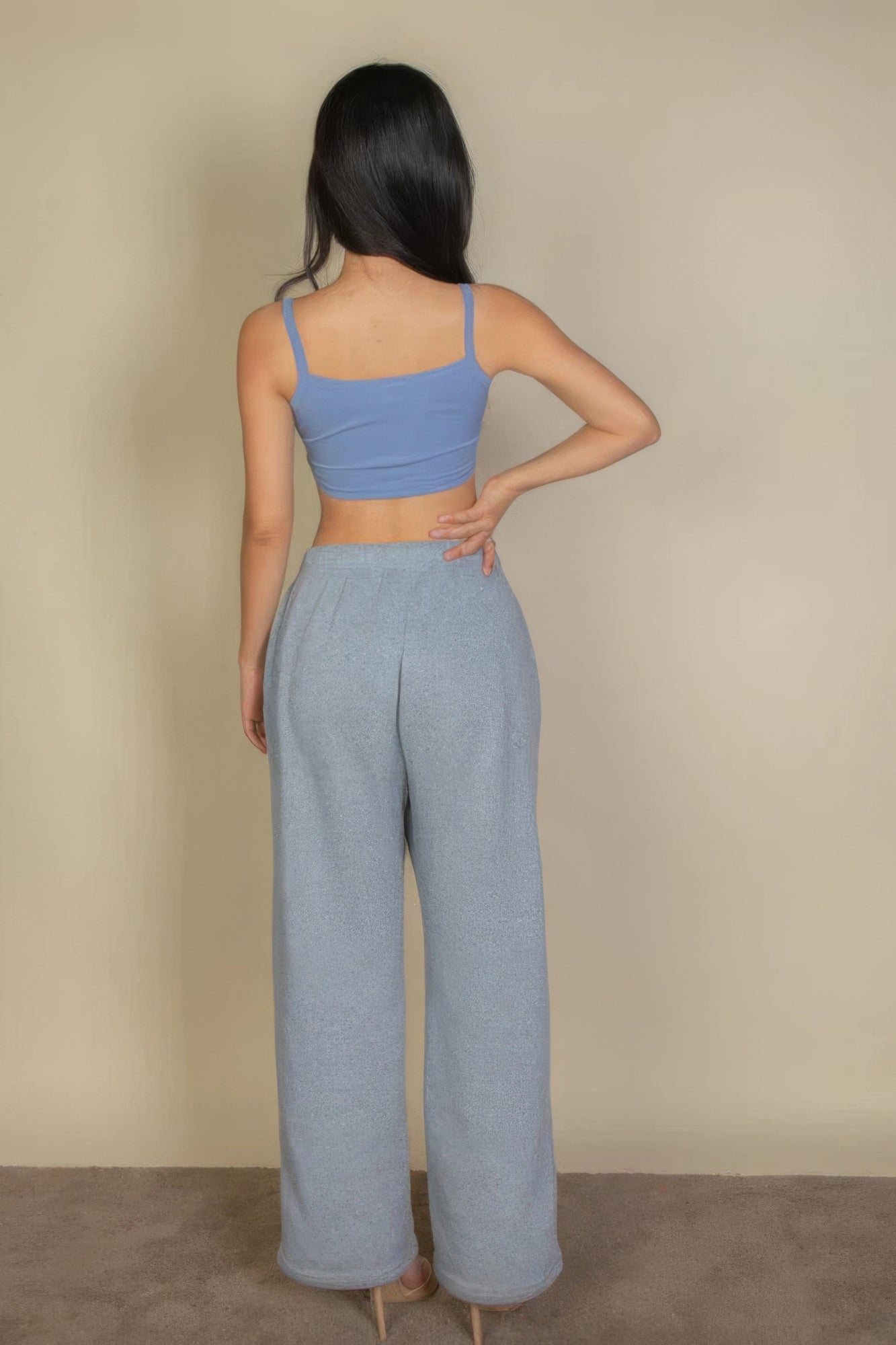 Women's Basic Crop Top Ribbed Knit Cami Tank Adjustable Spaghetti Straps Solids