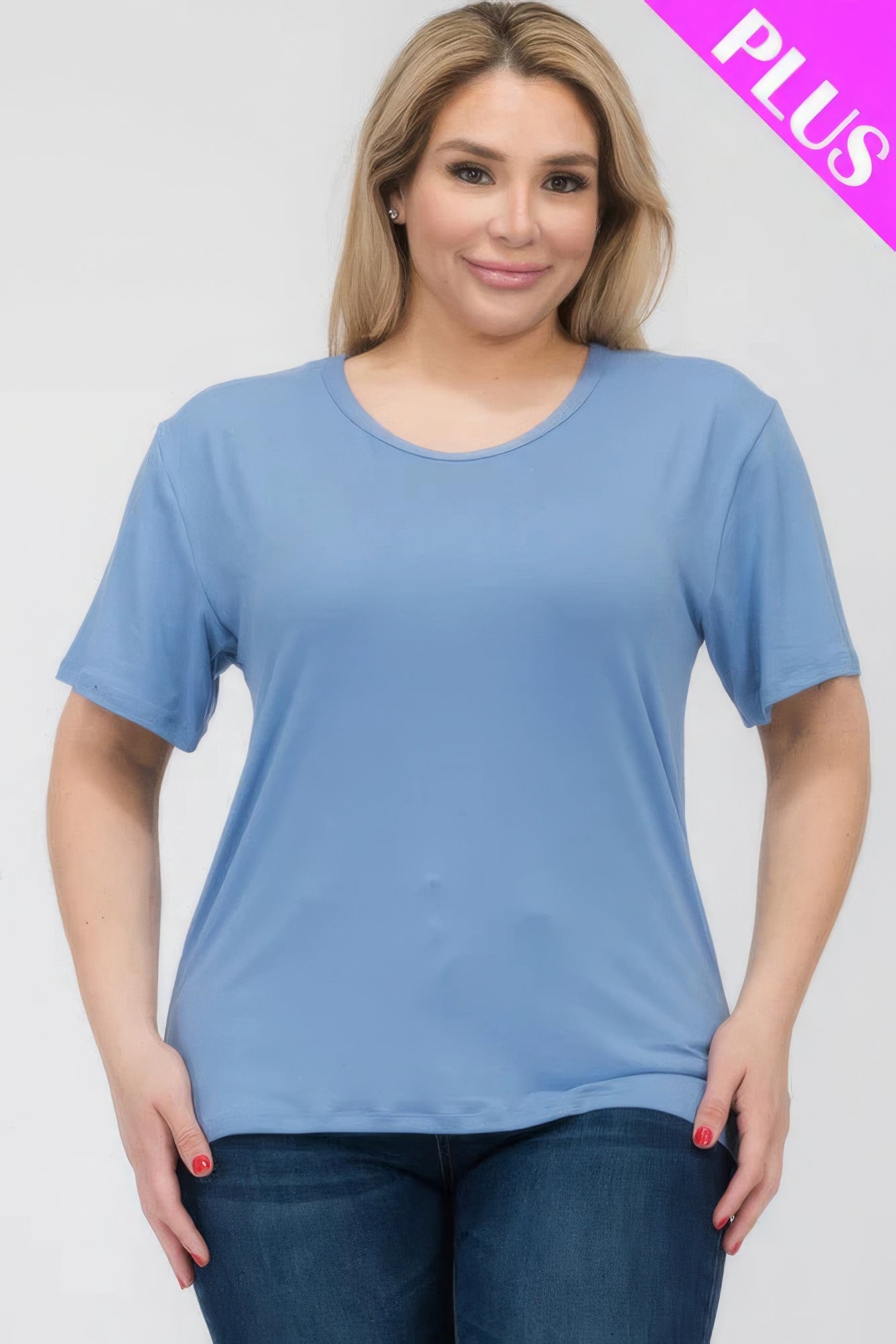 Women's Plus Basic Tee T-Shirt Soft Short Sleeve Crew Neck Solid Top (1X,2X,3X)