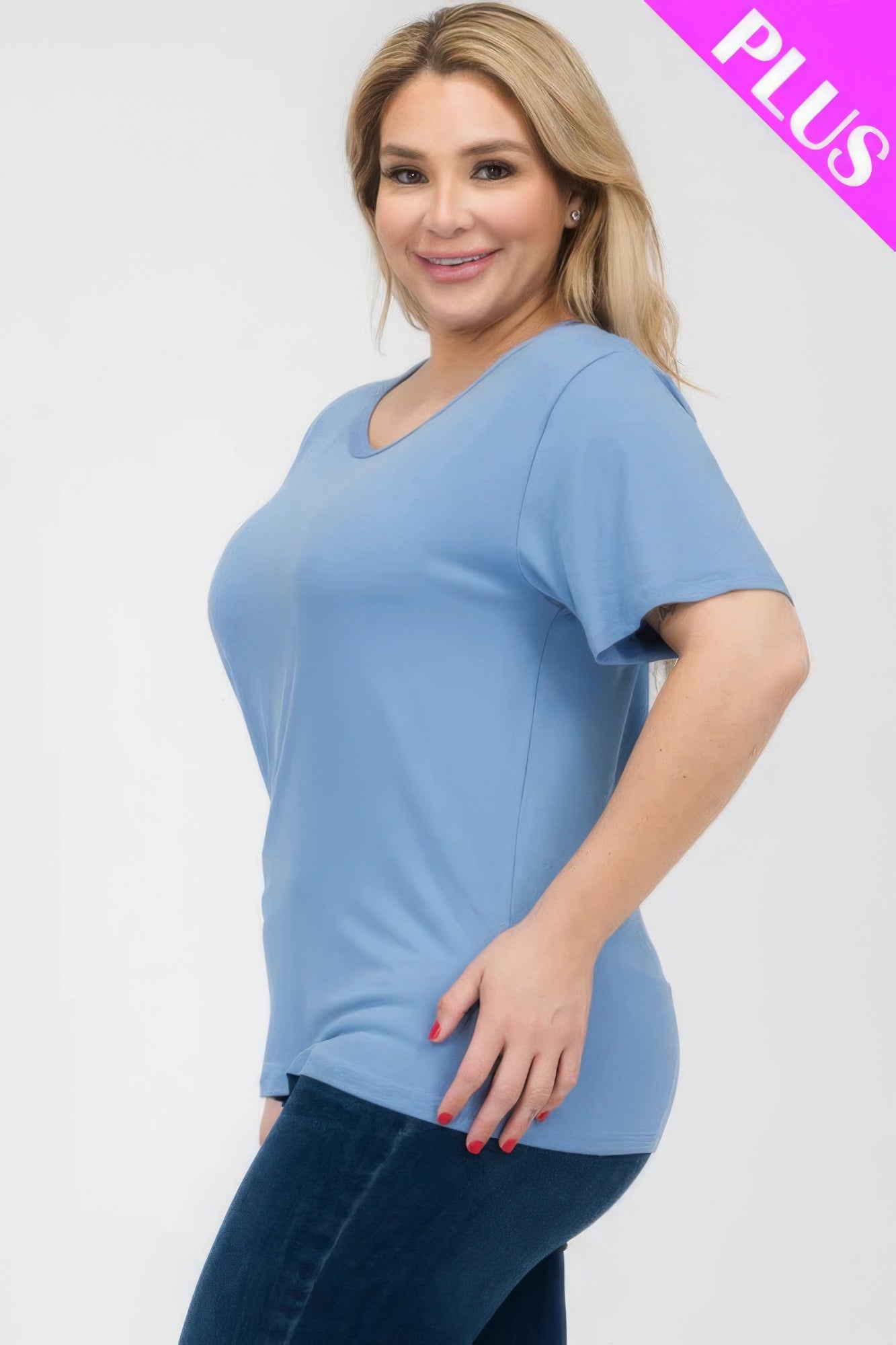 Women's Plus Basic Tee T-Shirt Soft Short Sleeve Crew Neck Solid Top (1X,2X,3X)