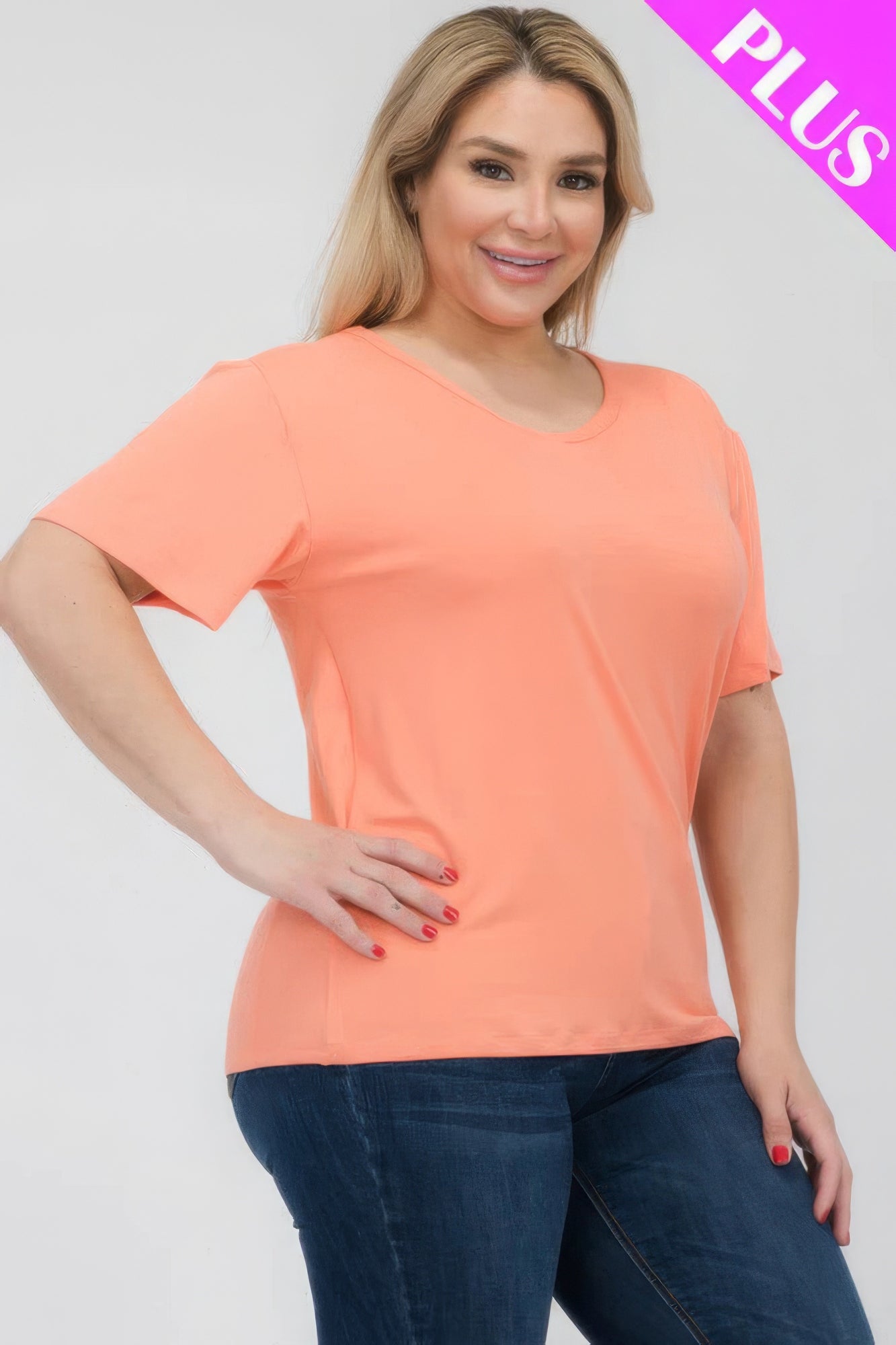 Women's Plus Basic Tee T-Shirt Soft Short Sleeve Crew Neck Solid Top (1X,2X,3X)