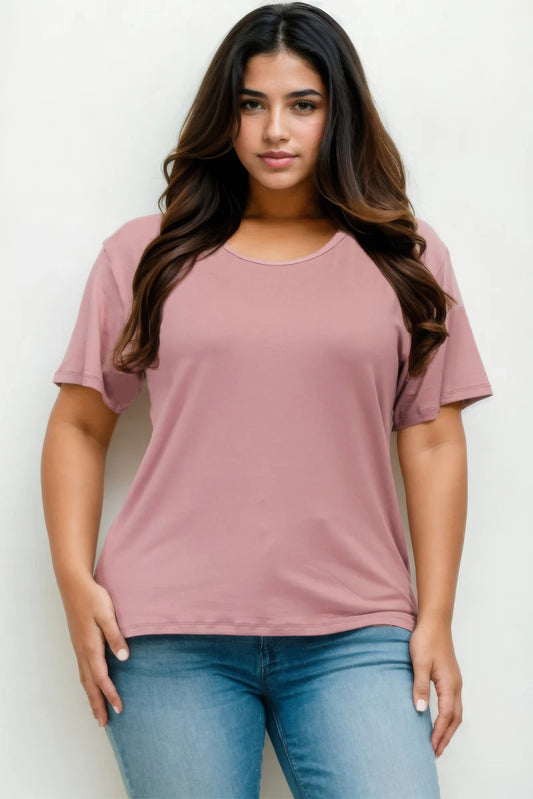 Women's Plus Basic Tee T-Shirt Soft Short Sleeve Crew Neck Solid Top (1X,2X,3X)