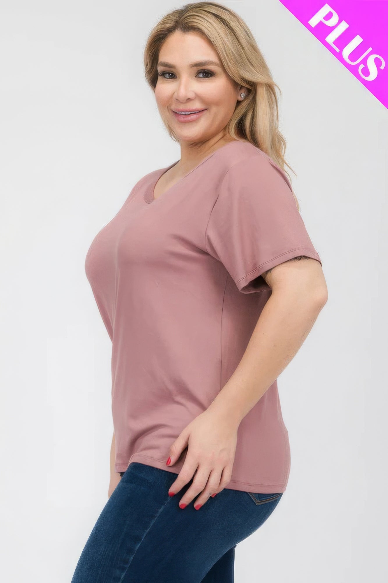 Women's Plus Basic Tee T-Shirt Soft Short Sleeve Crew Neck Solid Top (1X,2X,3X)