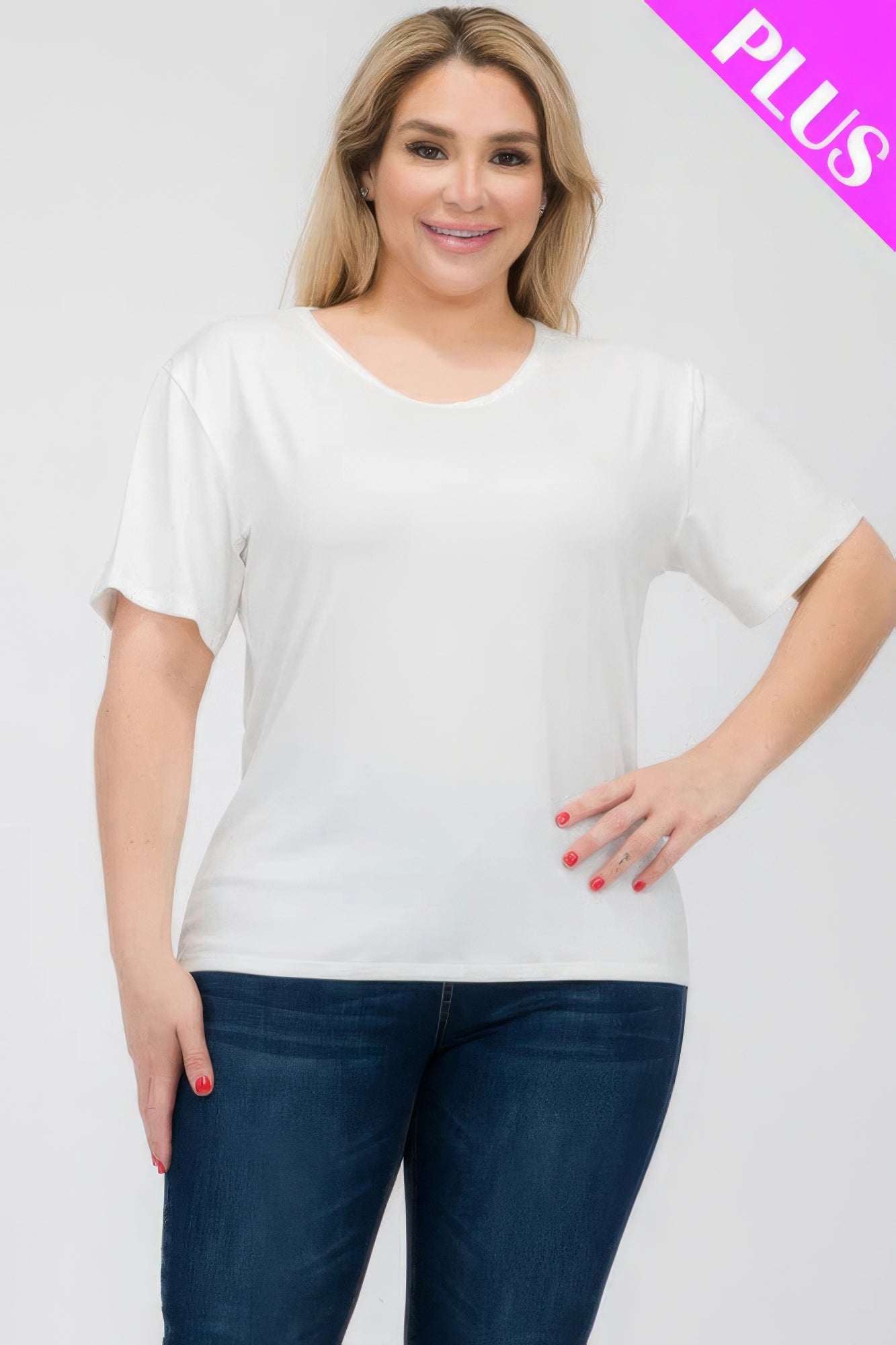 Women's Plus Basic Tee T-Shirt Soft Short Sleeve Crew Neck Solid Top (1X,2X,3X)